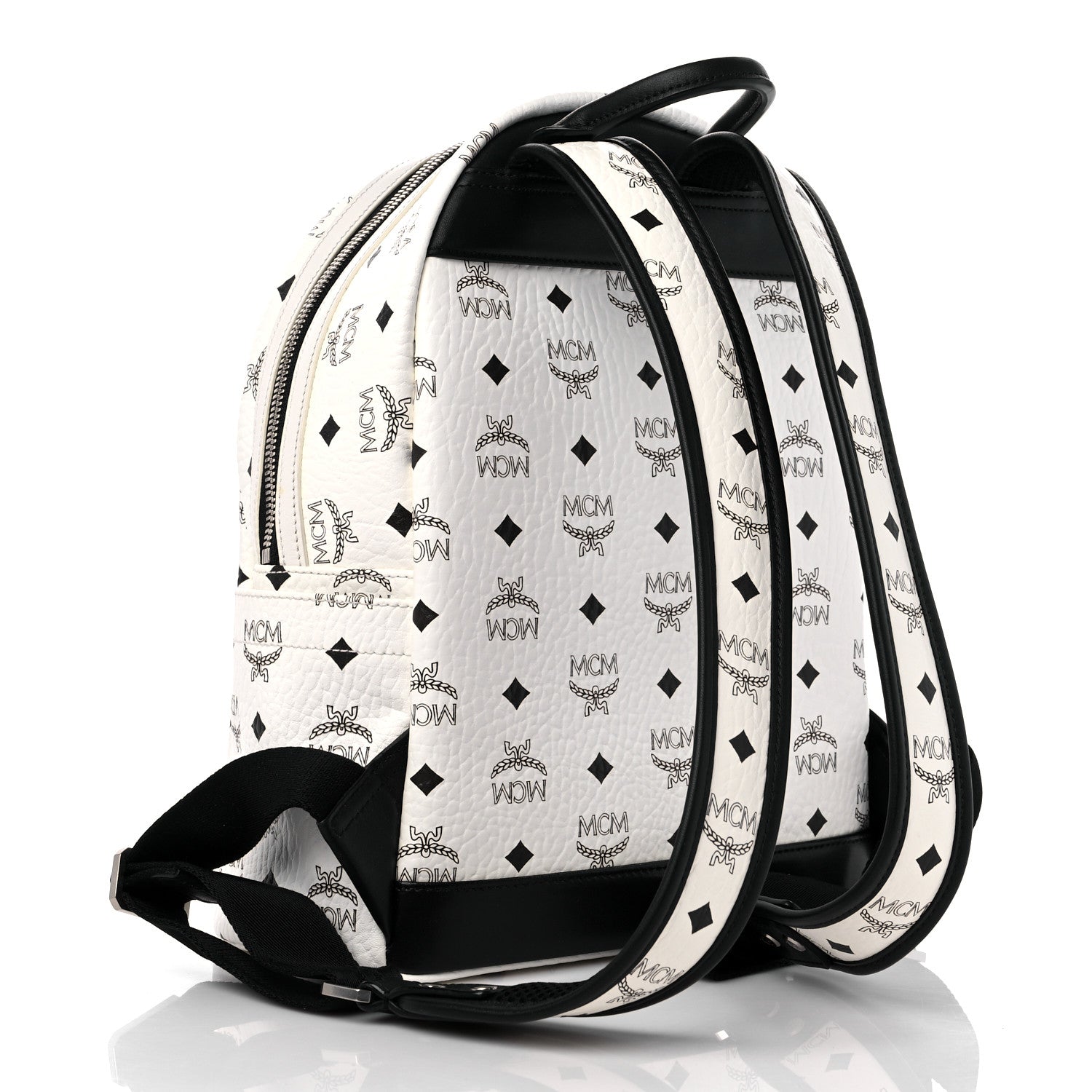 MCM Visetos Studded Small Stark M Backpack White 3 of 9