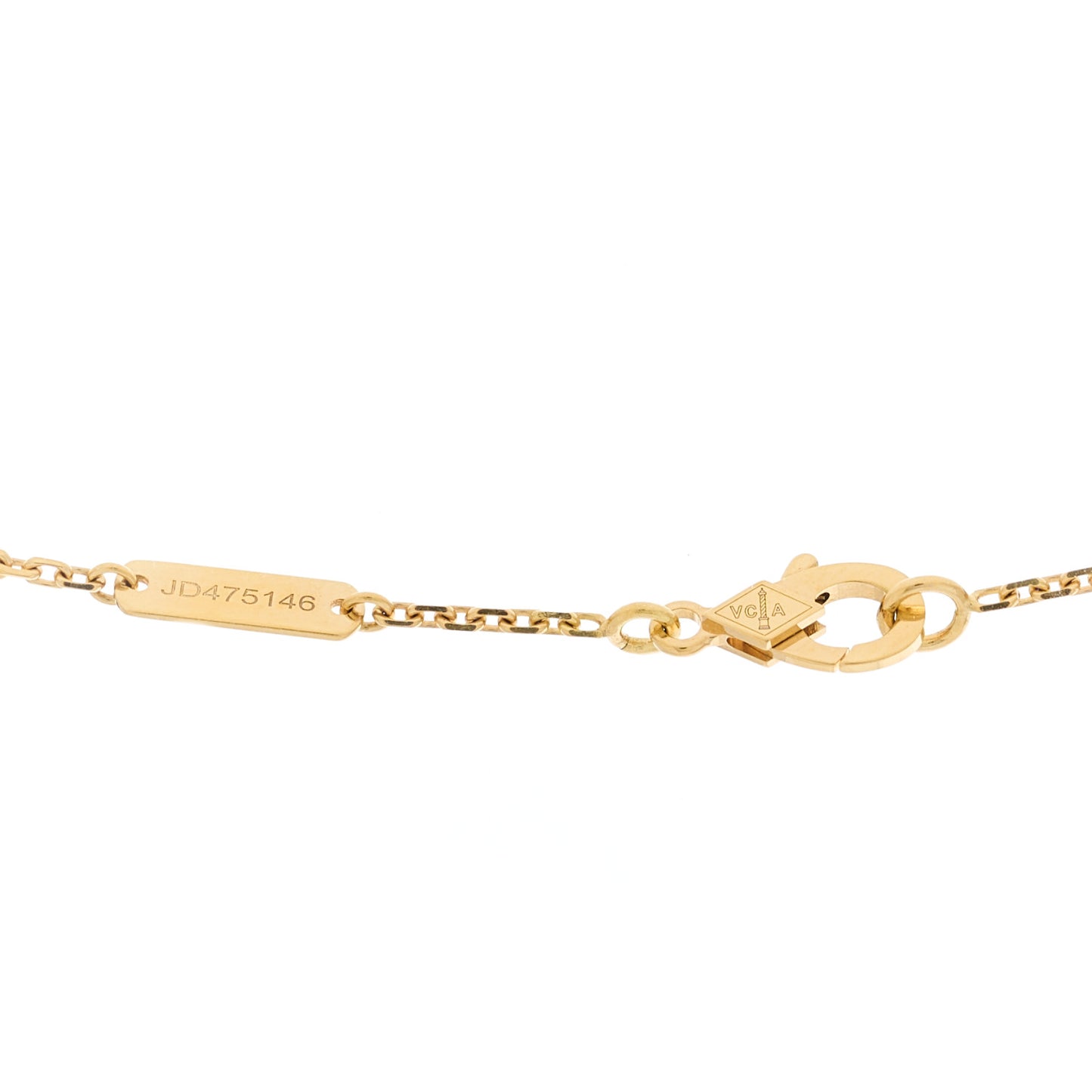 18K Yellow Gold Tiger Eye Vintage Alhambra Pendant Necklace