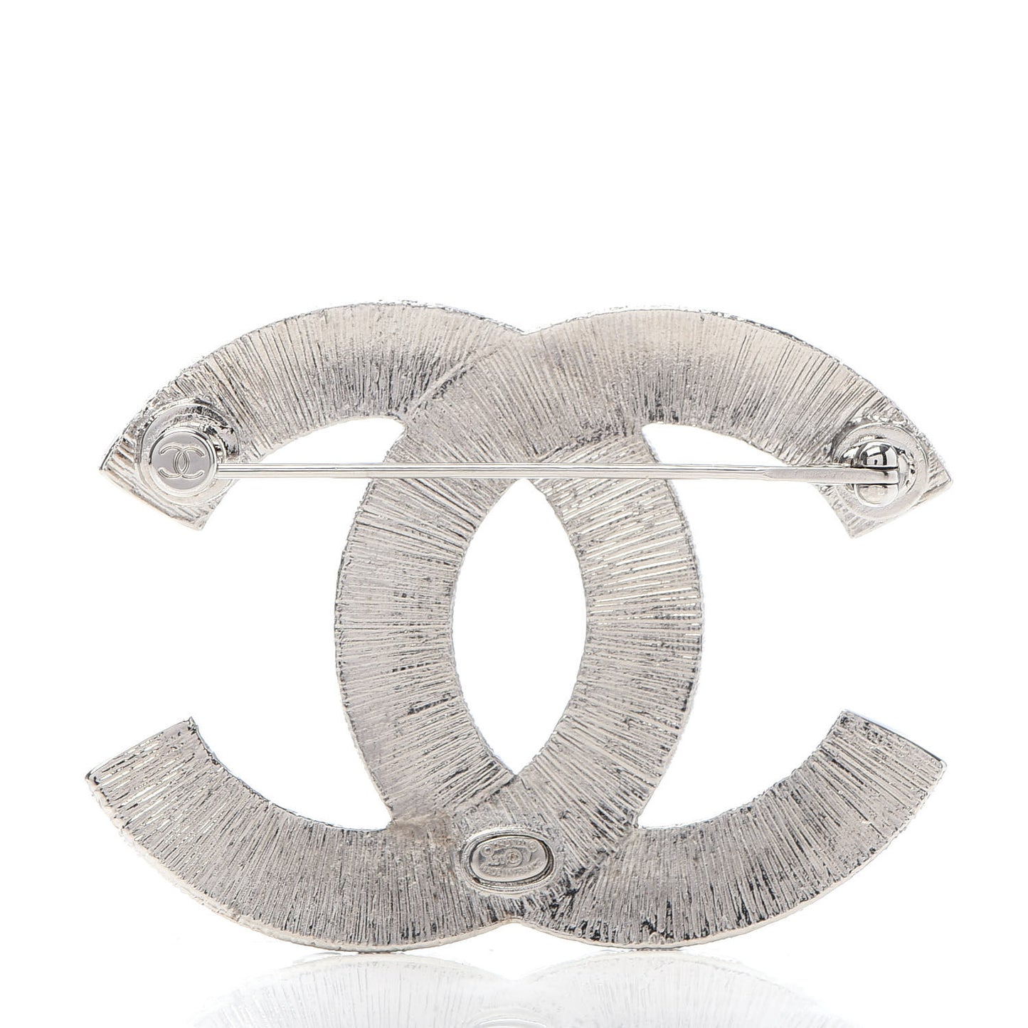 Baguette Crystal CC Brooch Silver