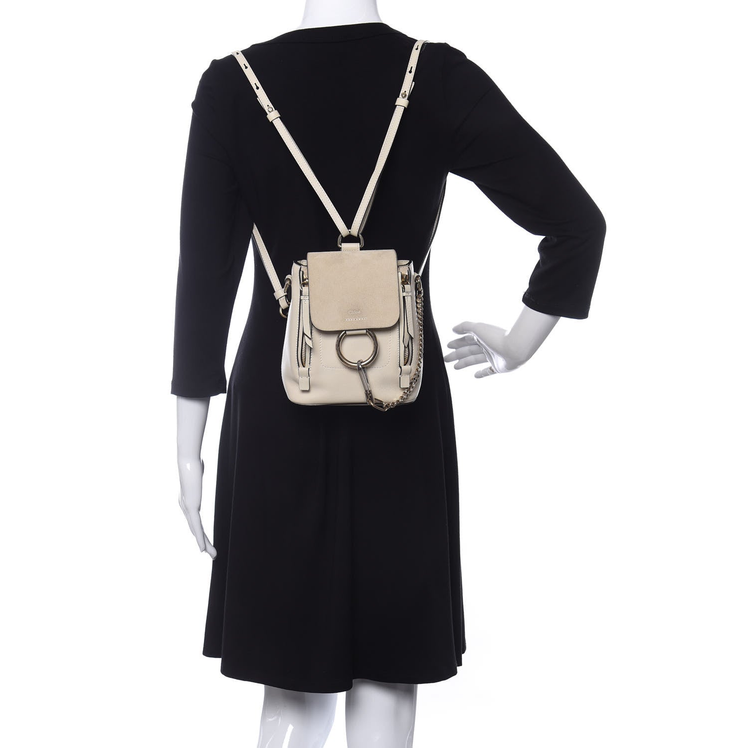 Chloe Suede Calfskin Mini Faye Backpack Off White 2 of 12