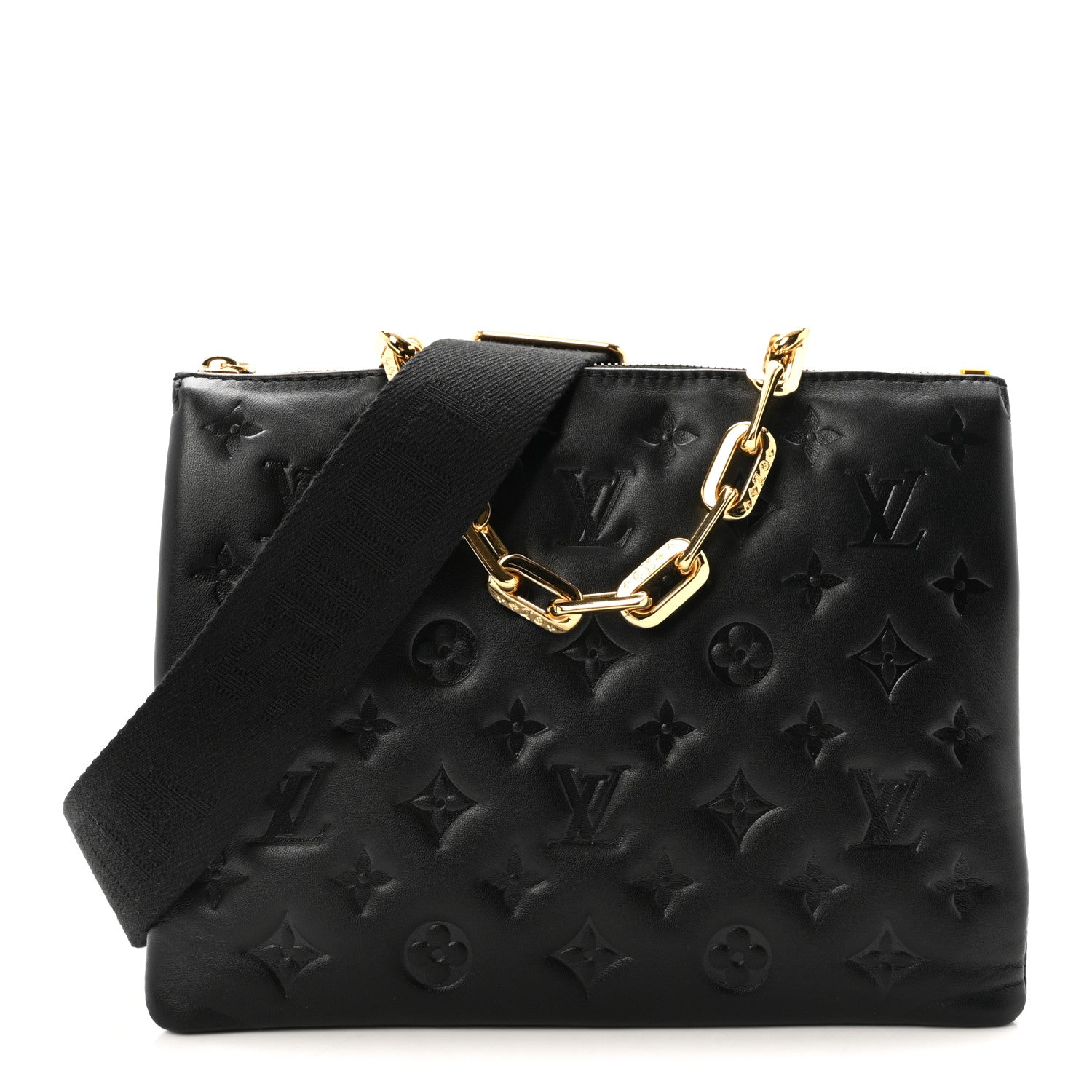 ご*！様 ブラックフライデースペシャルLouis Vuitton PM 首輪　未 Louis Vuitton Lambskin Embossed Monogram Coussin PM Black 1918346