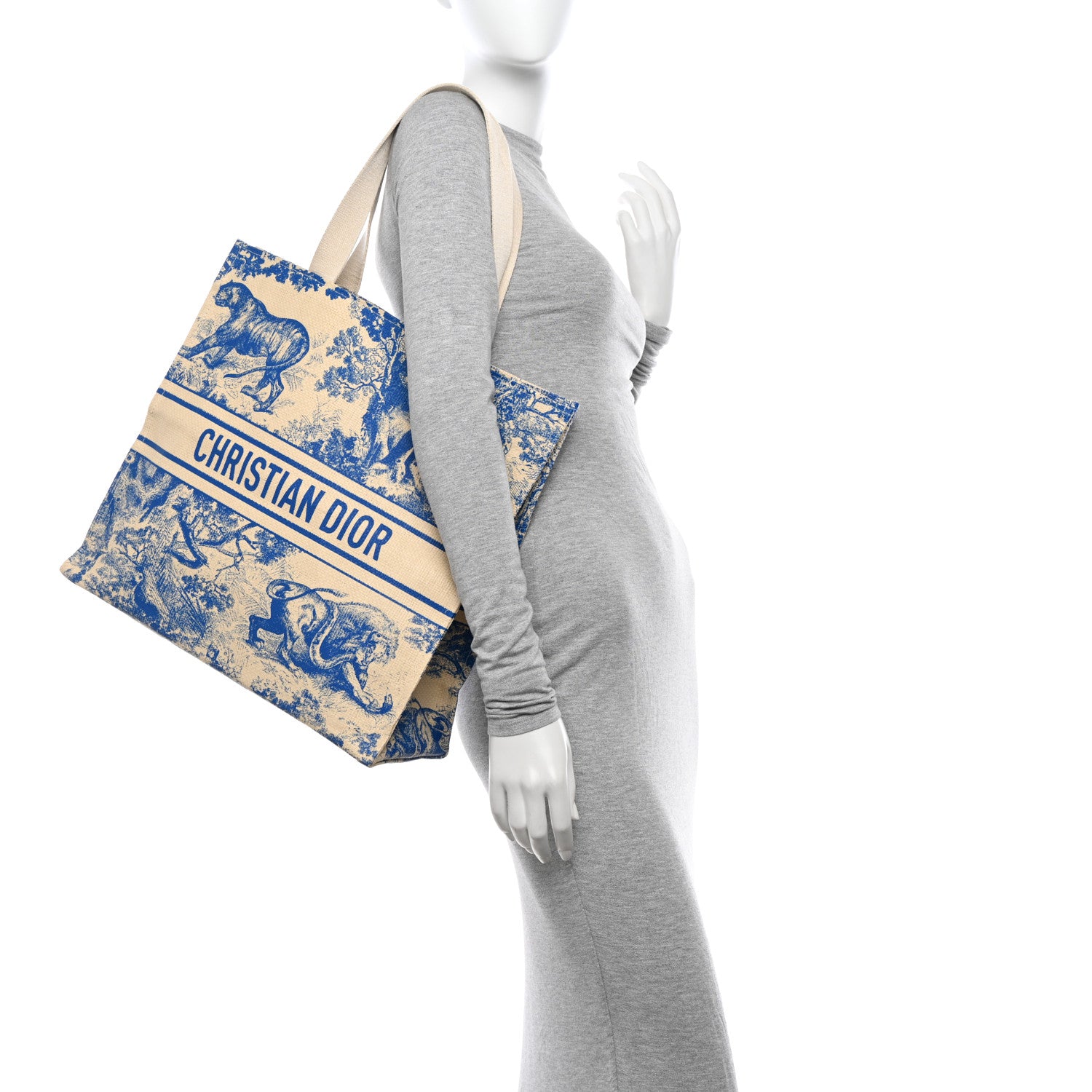 Christian Dior Straw Dioriviera Tote Blue 2 of 8