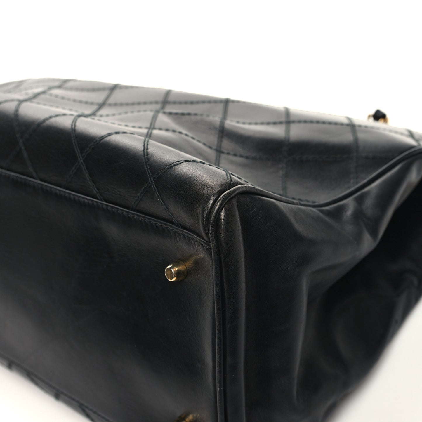 Calfskin Stitched XL Weekender Black
