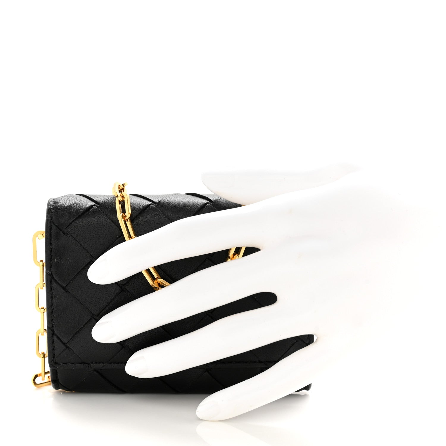 Bottega Veneta Nappa Intrecciato Trio Card Case On Chain Black 2 of 9