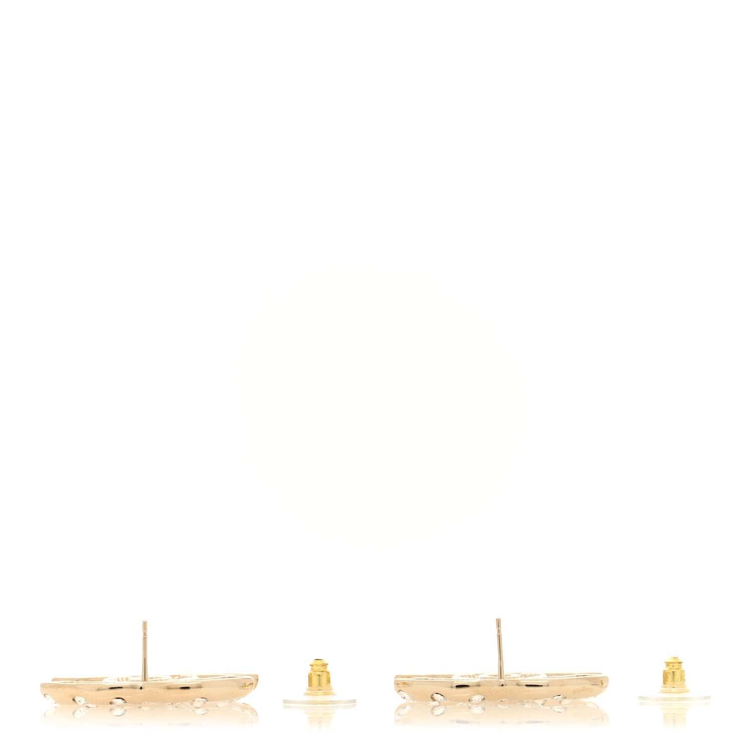 Chanel Metal Crystal CC Earrings Gold 3 of 5