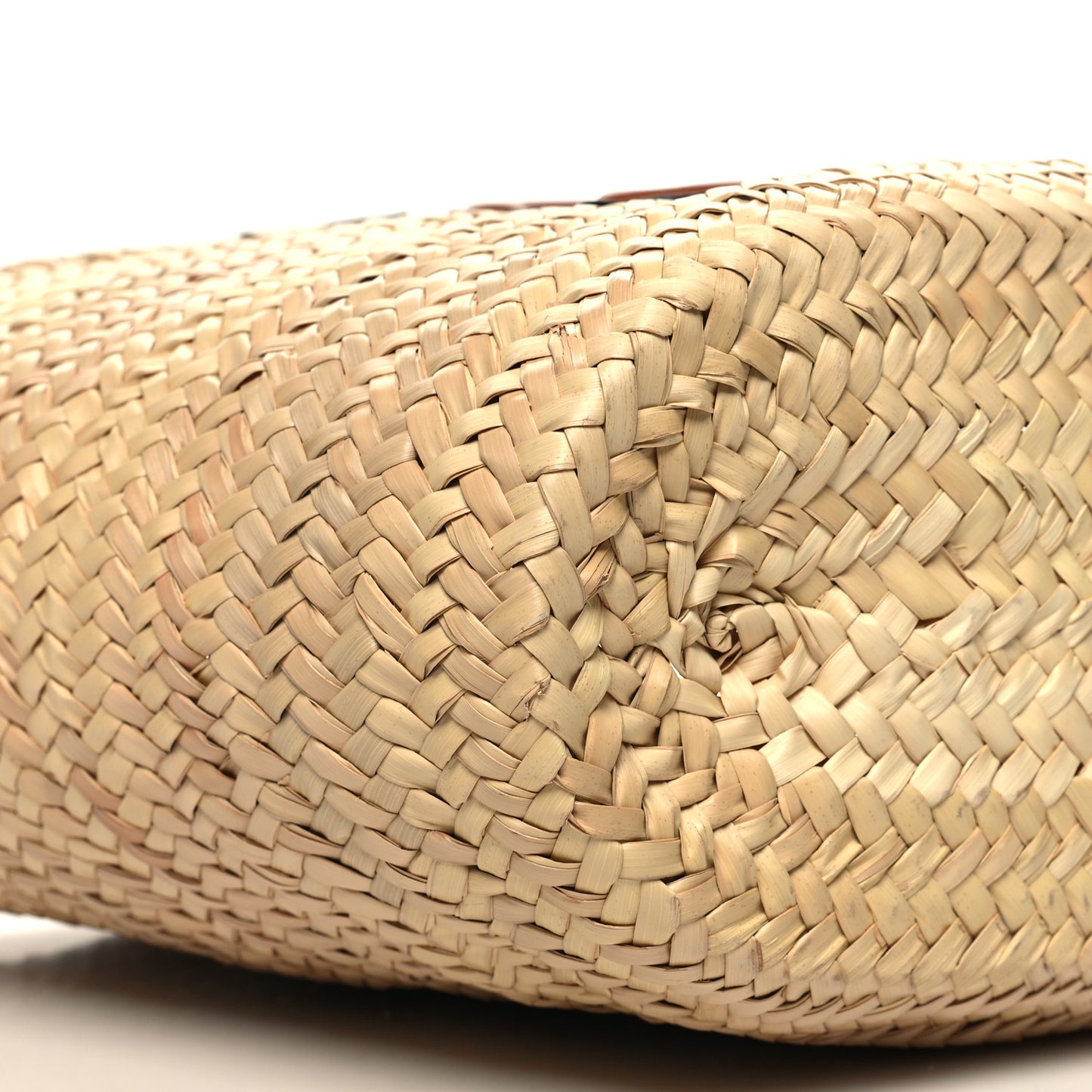 Raffia Calfskin Triomphe Medium Panier Tan