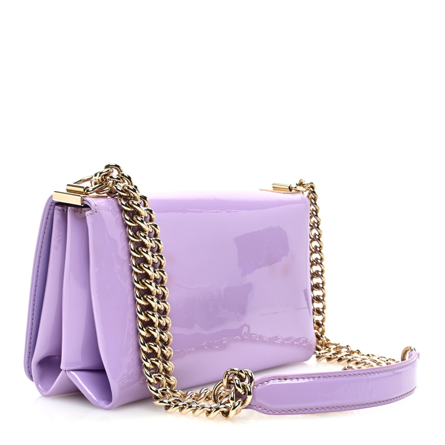 Patent Palazzo Medusa Chain Shoulder Bag Purple