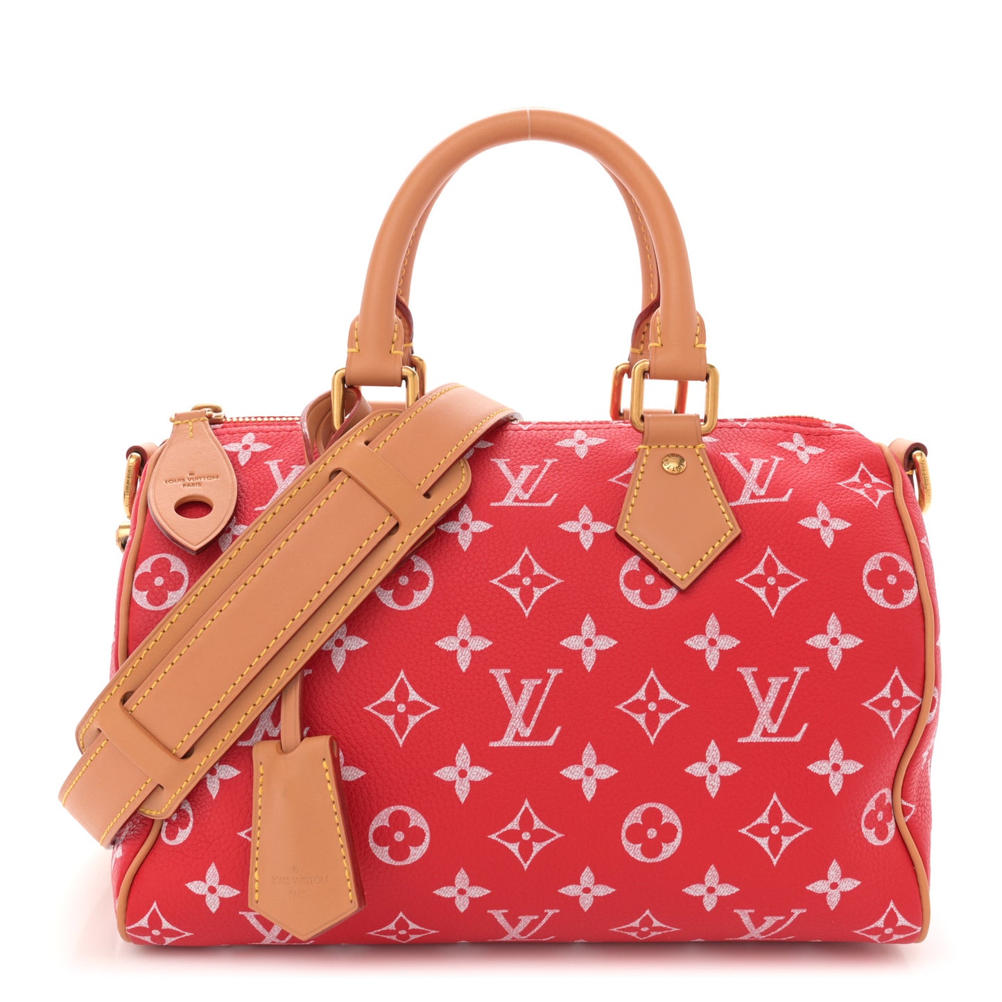 Soft Calfskin Monogram Speedy P9 Bandouliere 25 Red