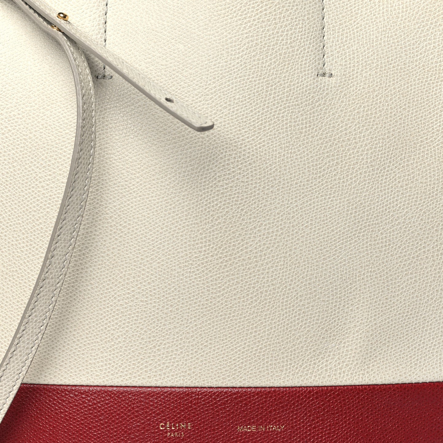 Grained Calfskin Small Vertical Bi-Cabas Cream Red