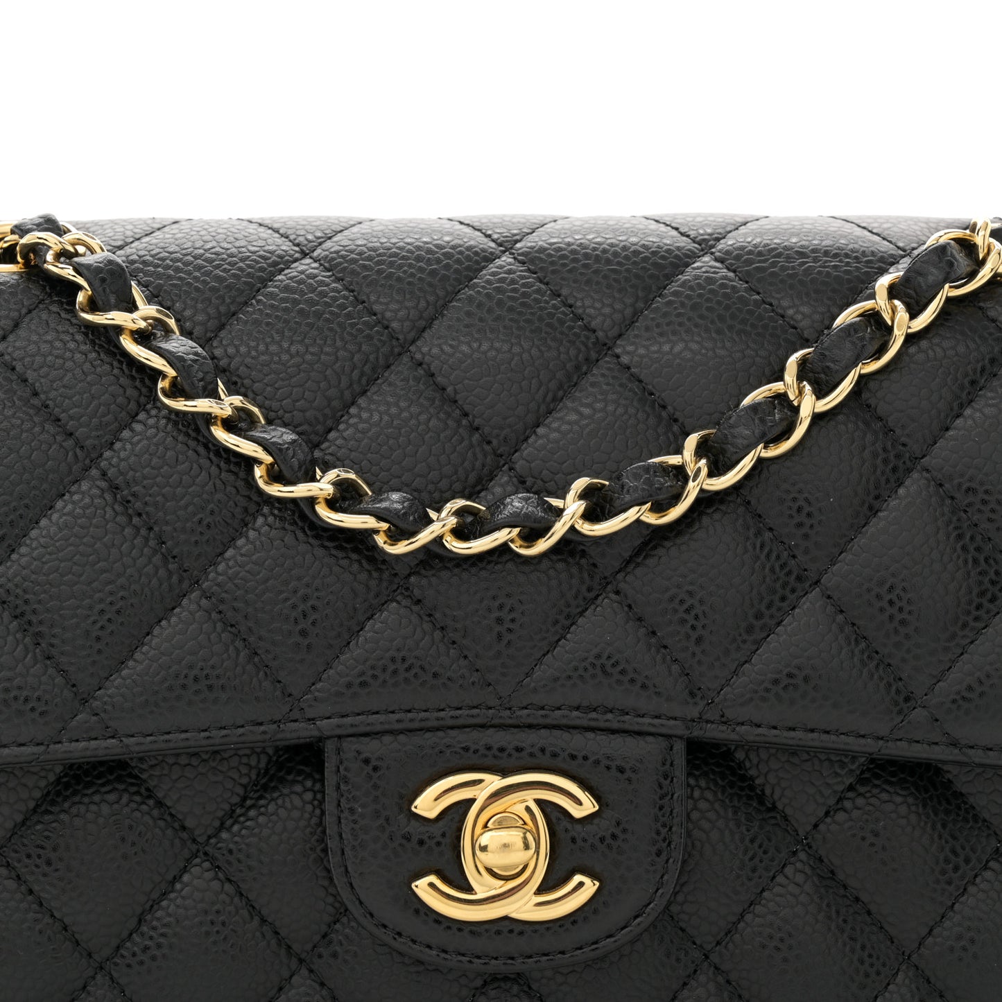Caviar Quilted Small Double Flap Black