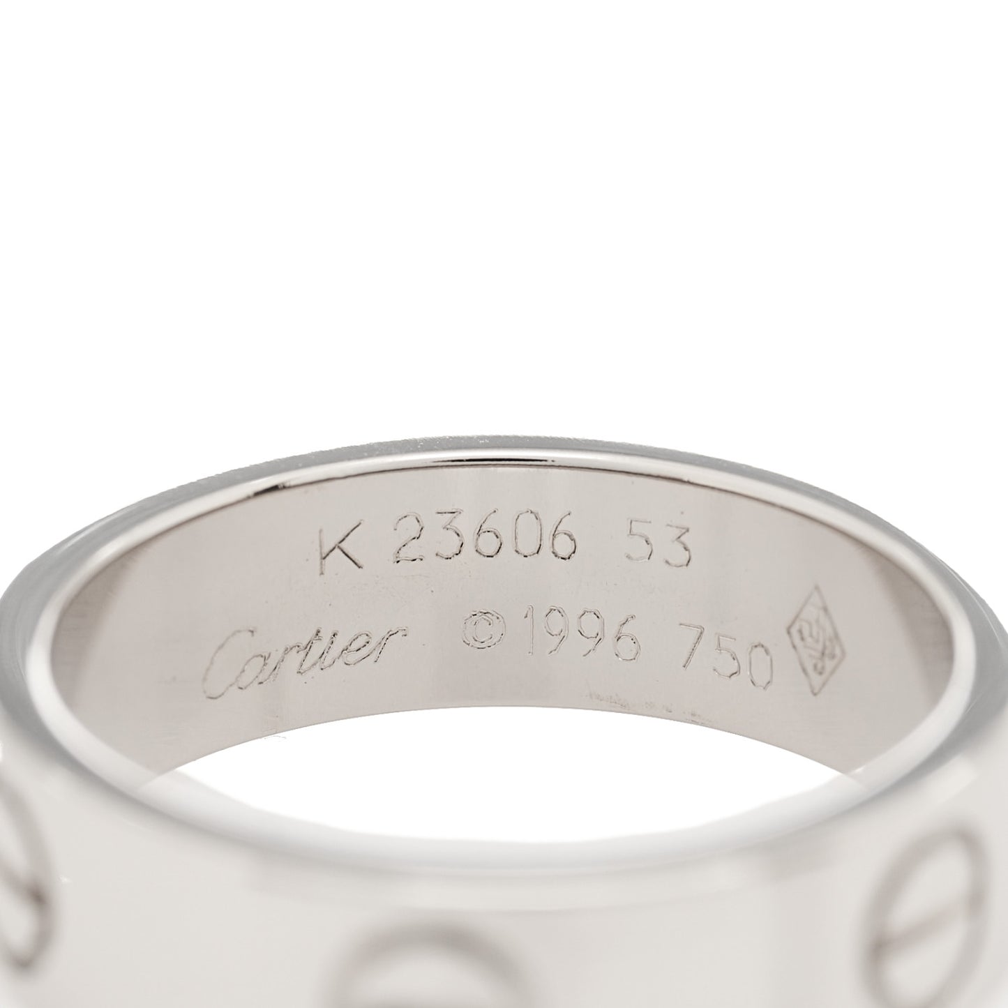 18K White Gold 5.5mm LOVE Ring 53 6.25
