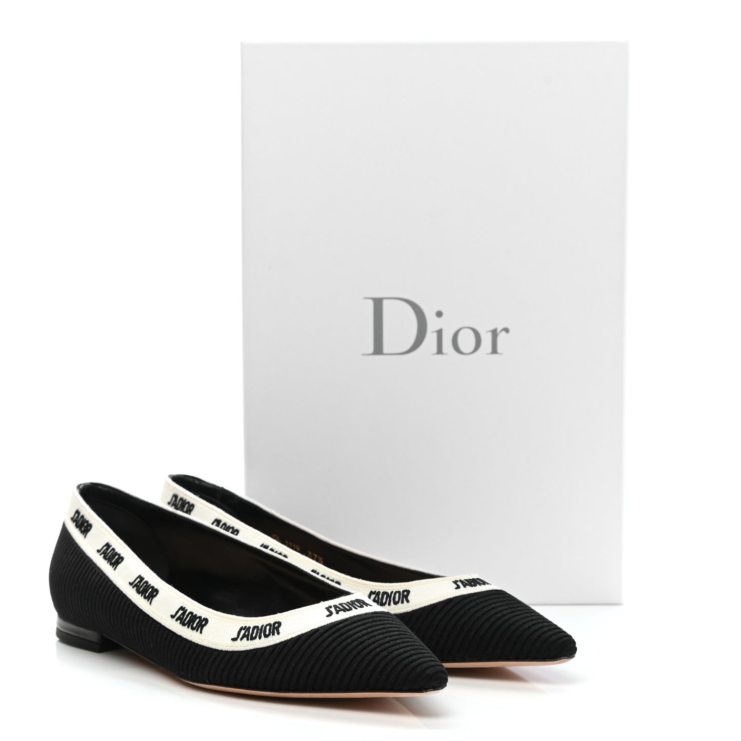 Fabric Ribbon Embroidered J'Adior Ballet Flats 37.5 Black