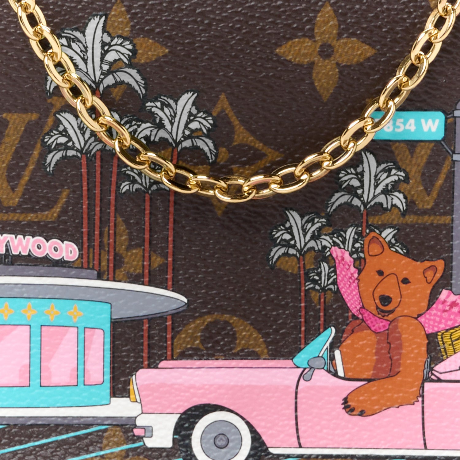 Louis Vuitton LOUIS VUITTON Monogram 2021 Christmas Animation Hollywood Pochette Felicie Chain Wallet Fuchsia 12 of 14