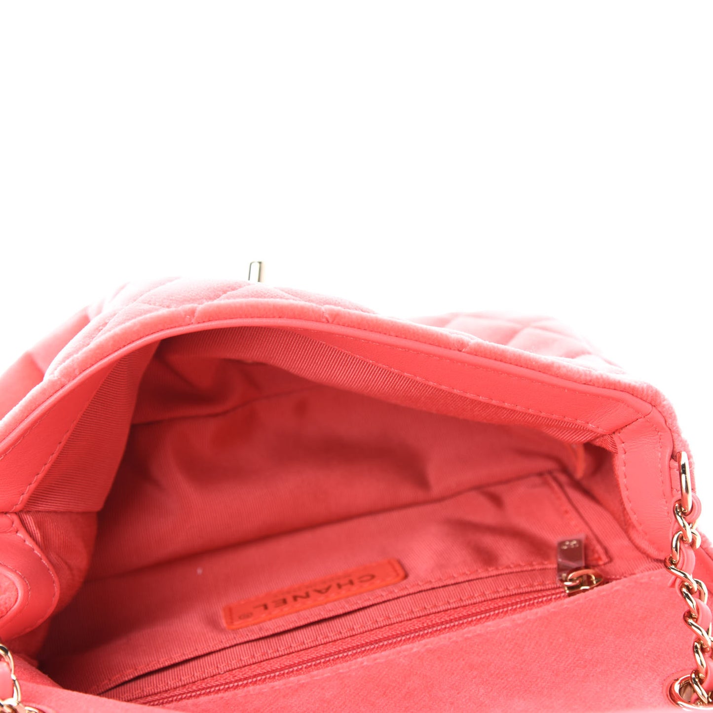 Velvet Quilted Mini Rectangular Pearl Crush Flap Coral