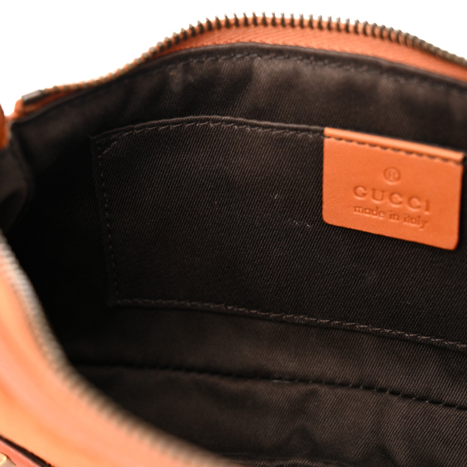 Gucci Suede Monogram Horsebit Nail Chain Pochette Orange 14 of 15