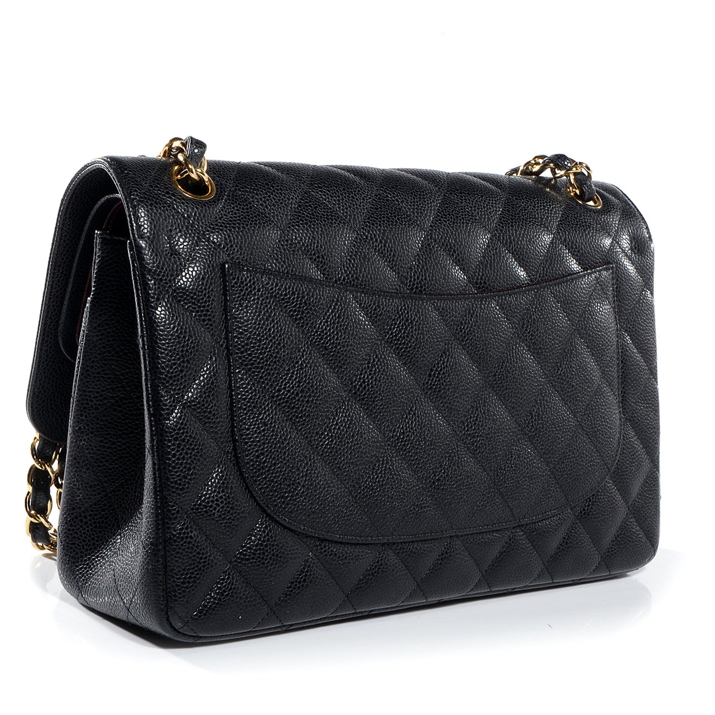 Caviar Quilted Jumbo Double Flap Black