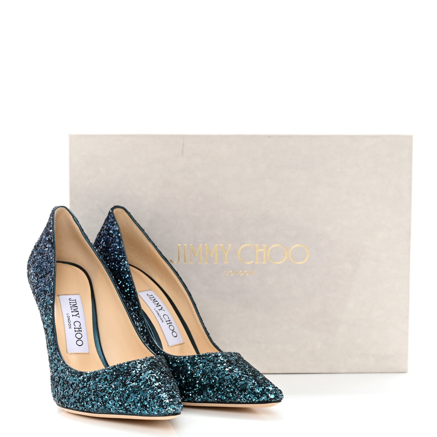 Coarse Glitter Degrade Pointy Toe Romy 100 Pumps 35.5 Peacock Navy