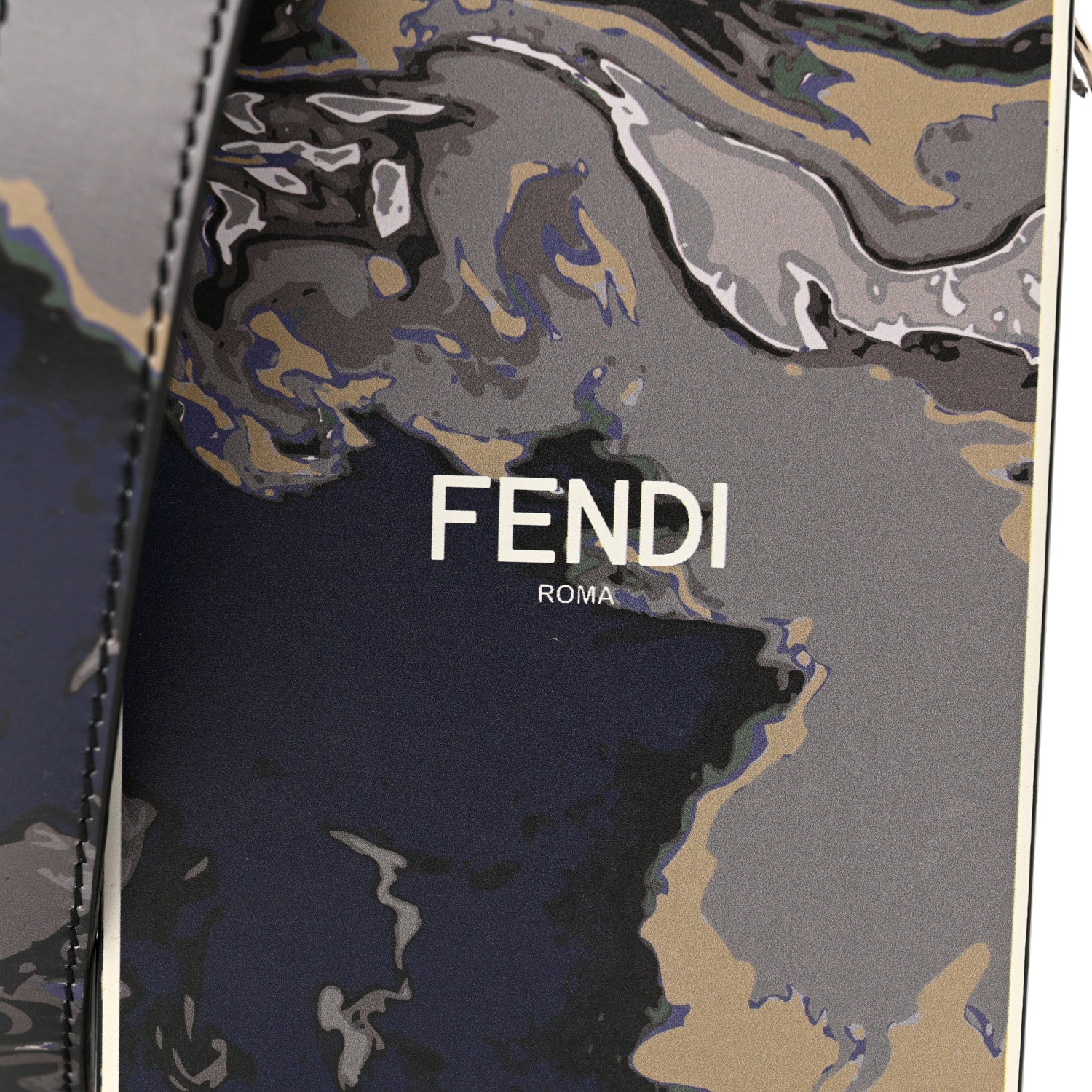 Fendi Calfskin Marble Logo Vertical Box Grigio Blue White 8 of 10