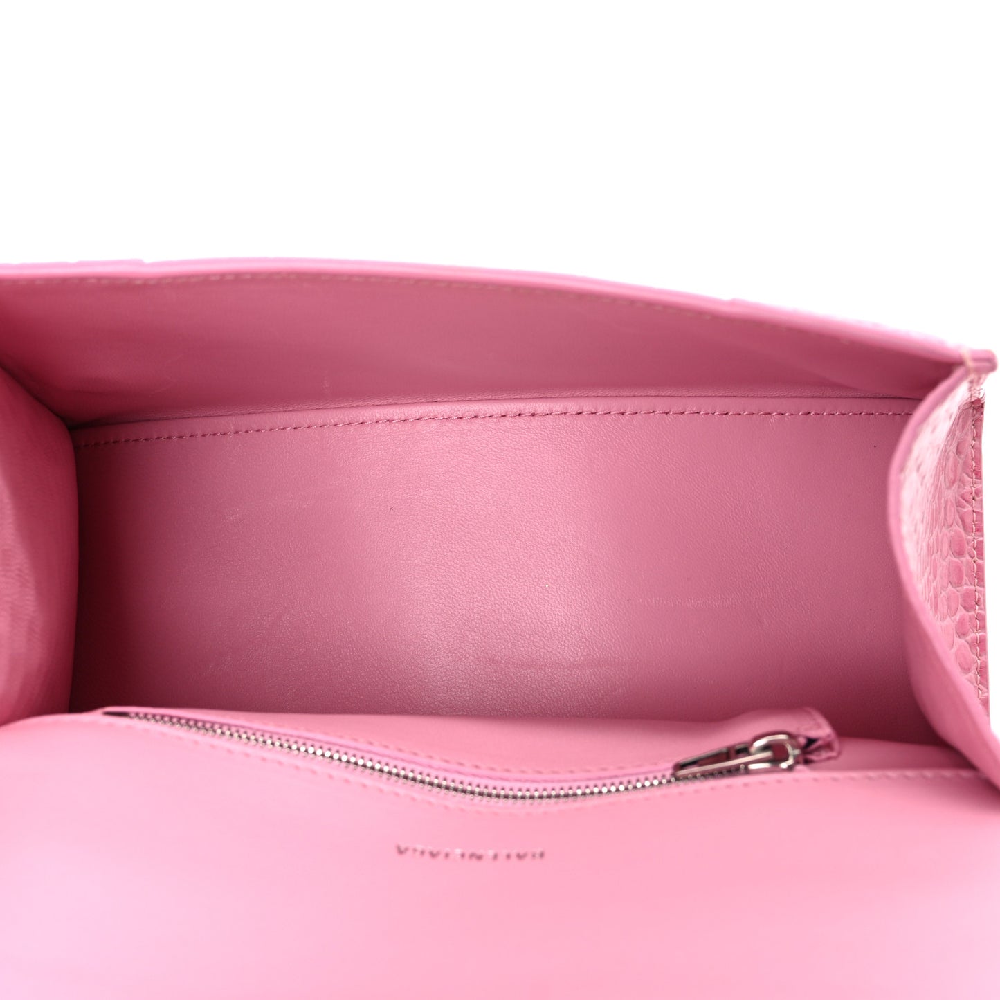 Shiny Calfskin Crocodile Embossed Small Hourglass Top Handle Bag Candy Pink