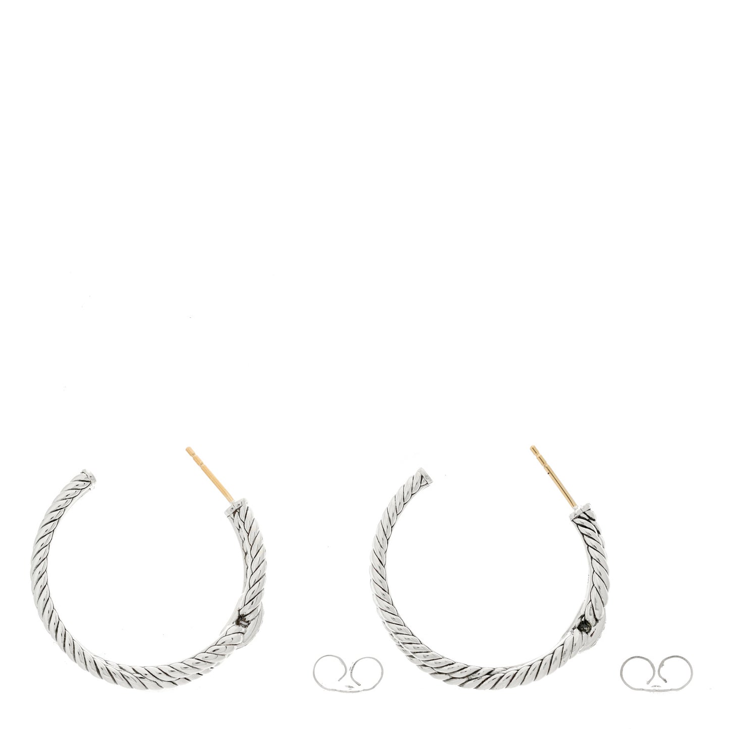 Sterling Silver Diamond Cable Loop Hoop Earrings