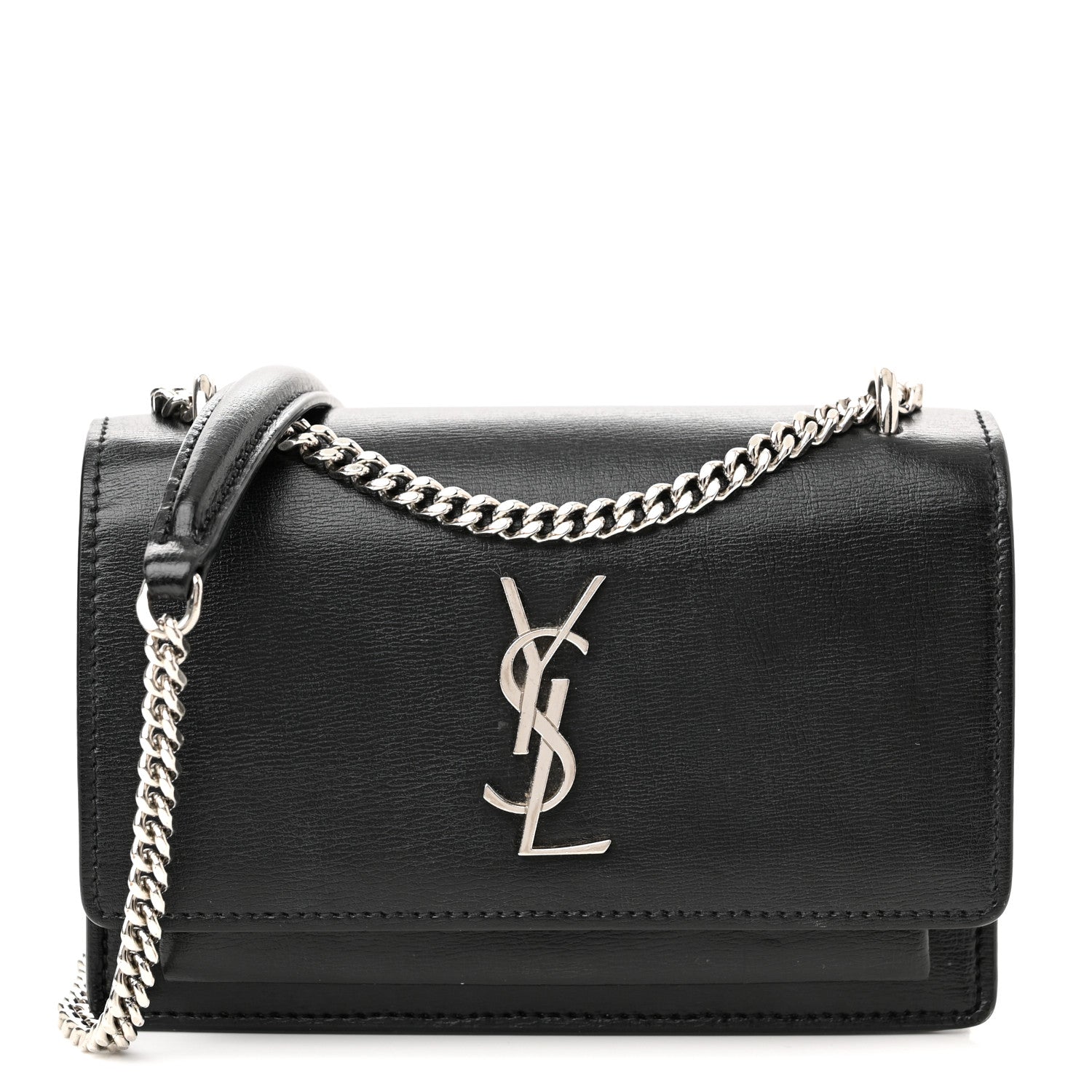 Saint Laurent Calfskin Monogram Sunset Chain Wallet Black 1 of 10
