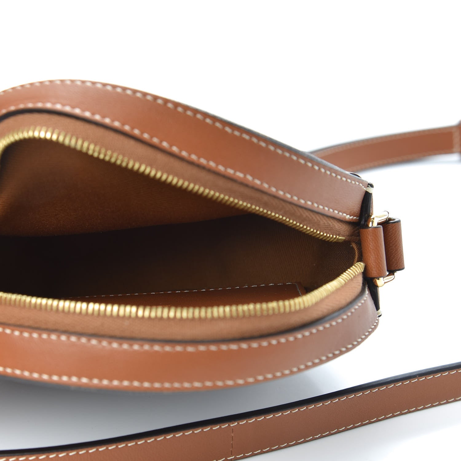 Celine Lambskin Triomphe Canvas Round Purse On Strap Black Tan 5 of 9