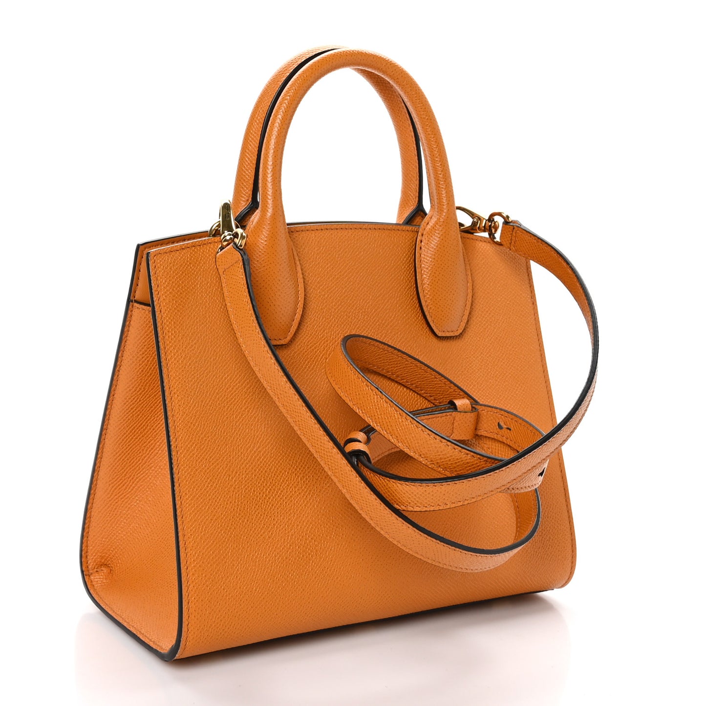 Hammered Calfskin Small The Studio Box Bag Orange