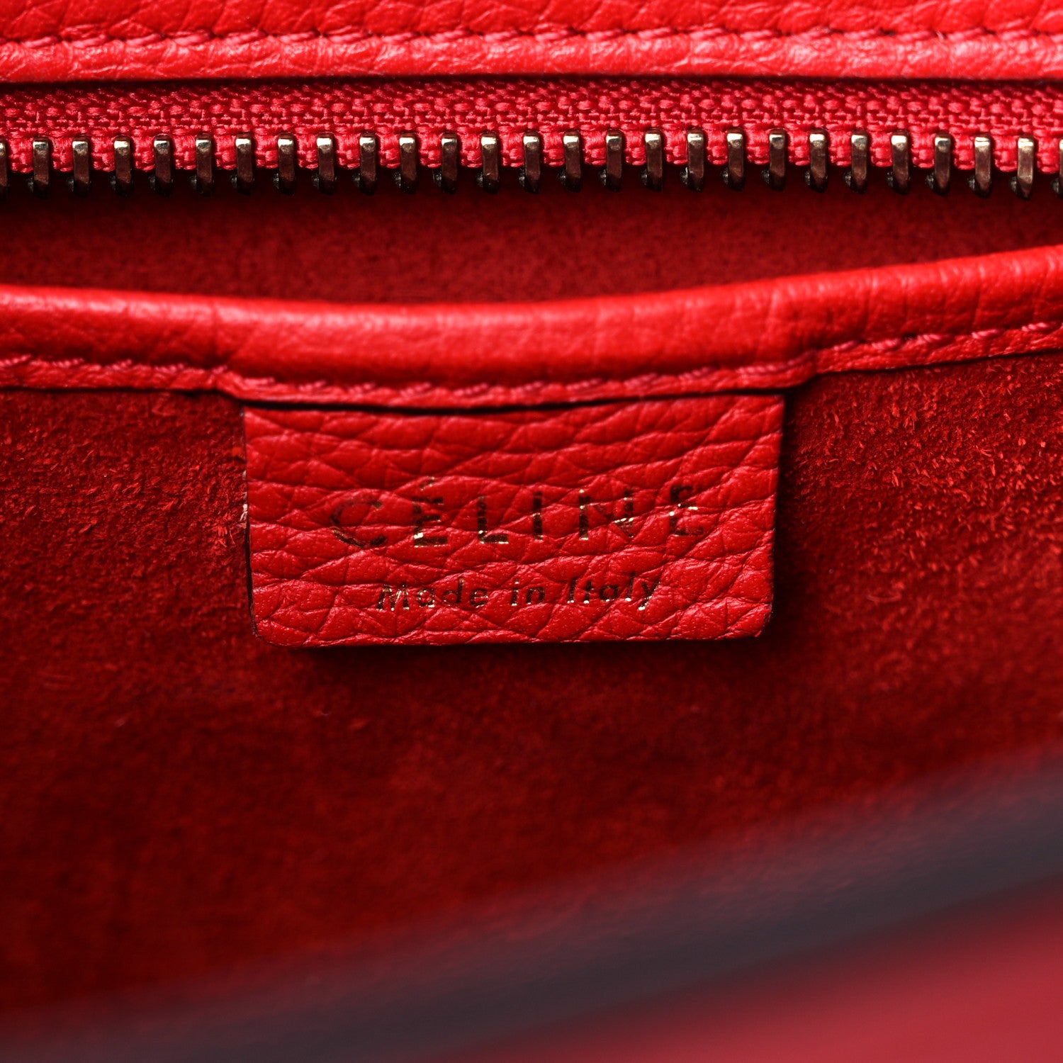 Celine Drummed Calfskin Nano Luggage Coquelicot 6 of 11