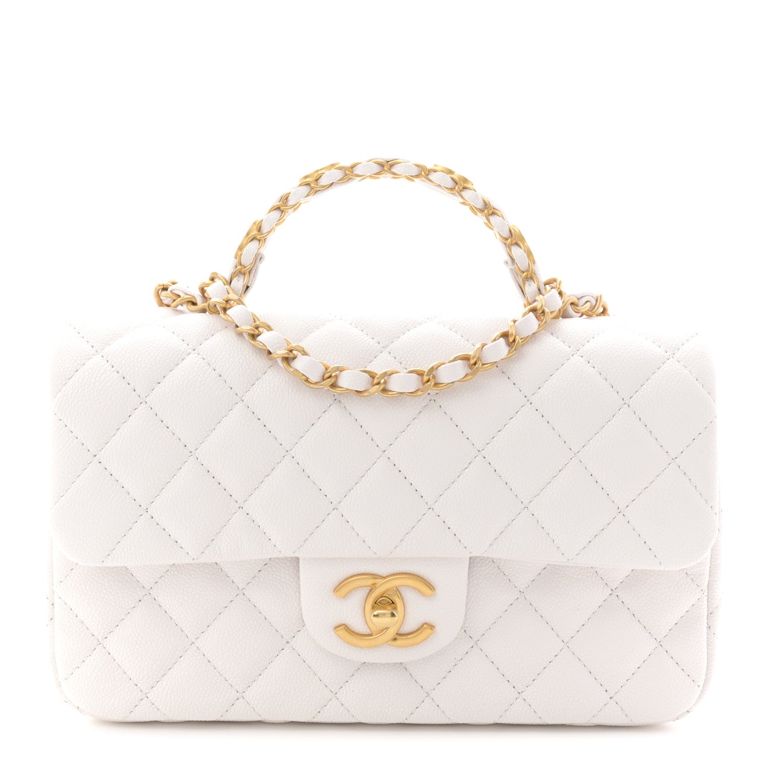 Chanel Caviar Quilted Small Handy CC Flap White 1815452 – FASHIONPHILE
