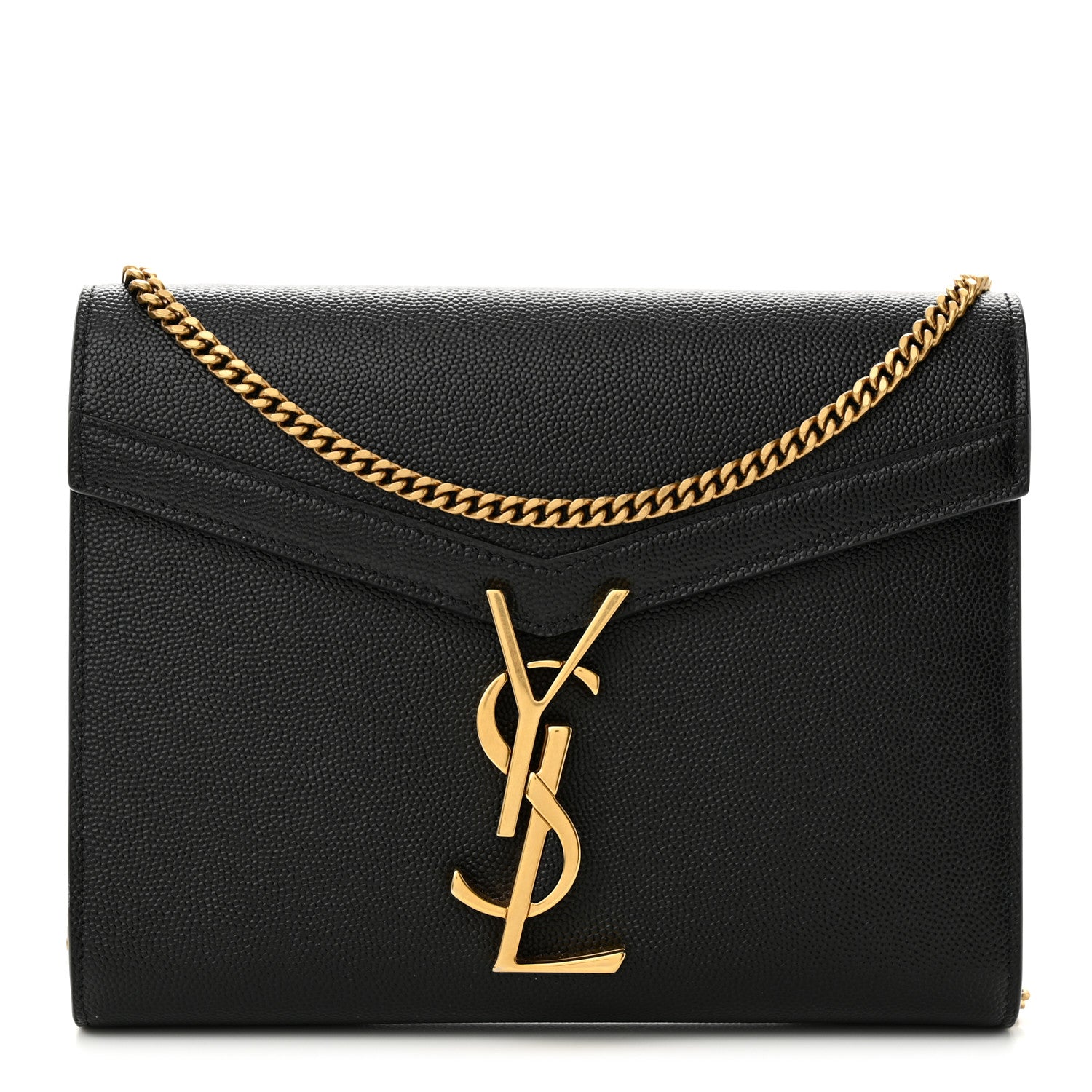 Saint Laurent Grain De Poudre Monogram Cassandra Chain Wallet Black 1 of 9