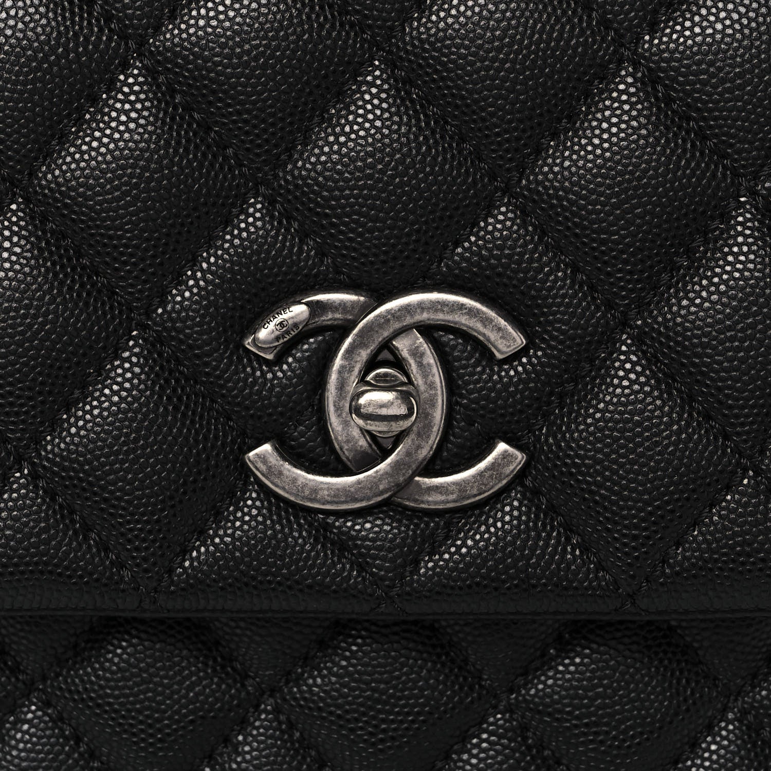 Chanel Caviar Lizard Quilted Medium Coco Handle Flap Black Green 11 of 11