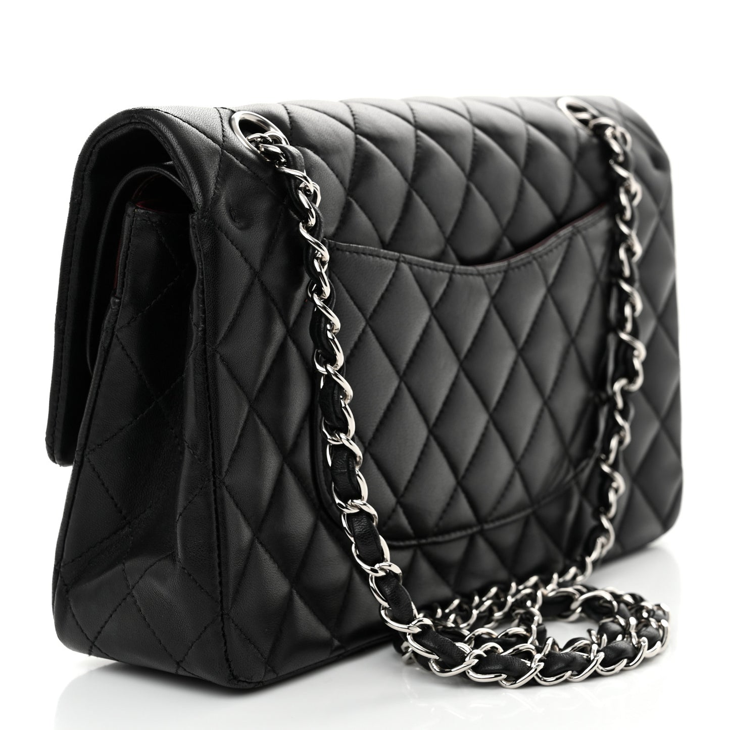 Lambskin Quilted Medium Double Flap Black