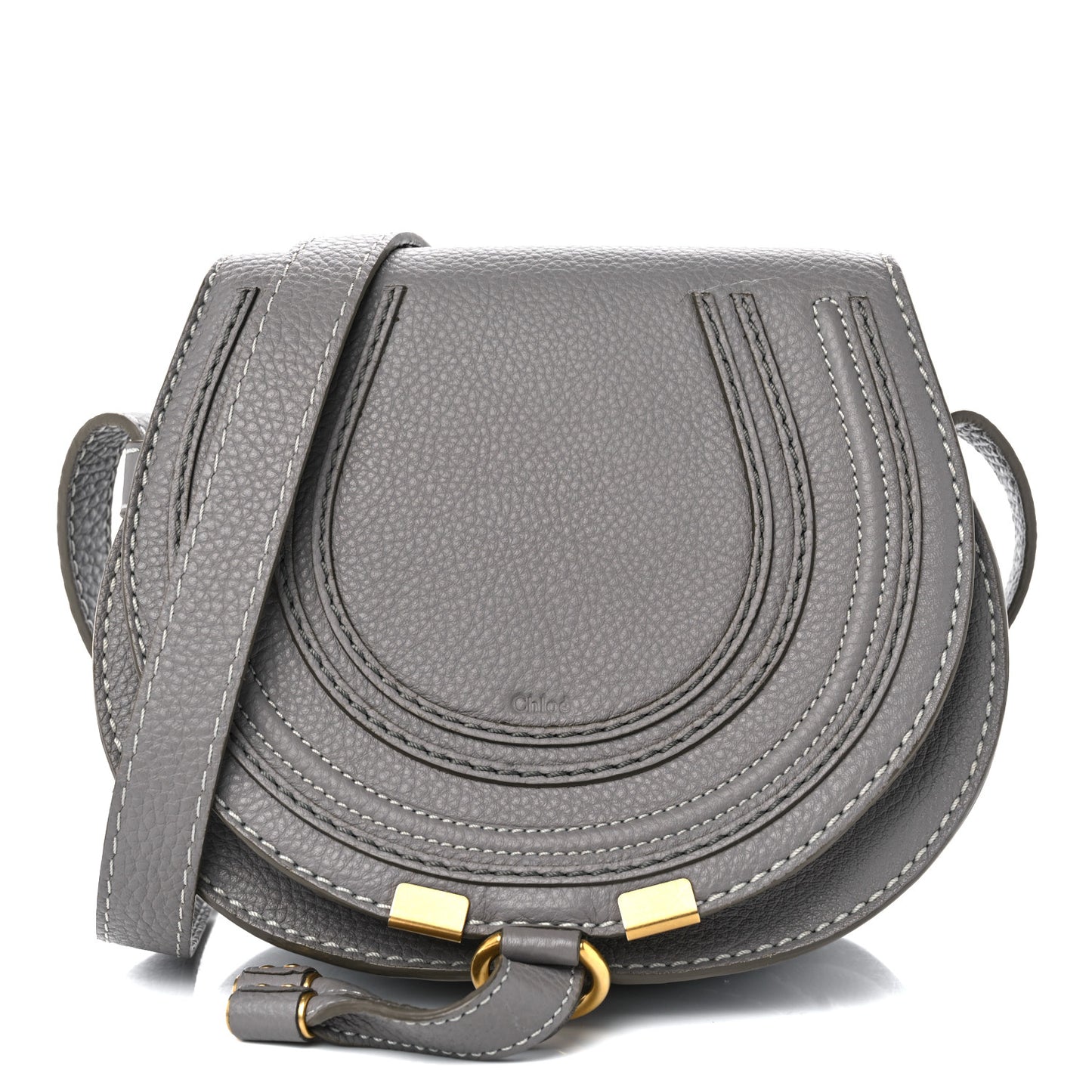 Grained Calfskin Small Marcie Saddle Bag Cashmere Grey