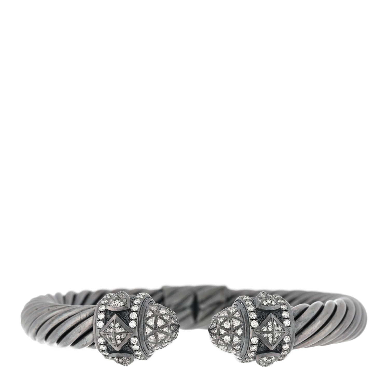 David Yurman Darkened Sterling Silver Black Diamond 9mm Renaissance Bracelet 1 of 3