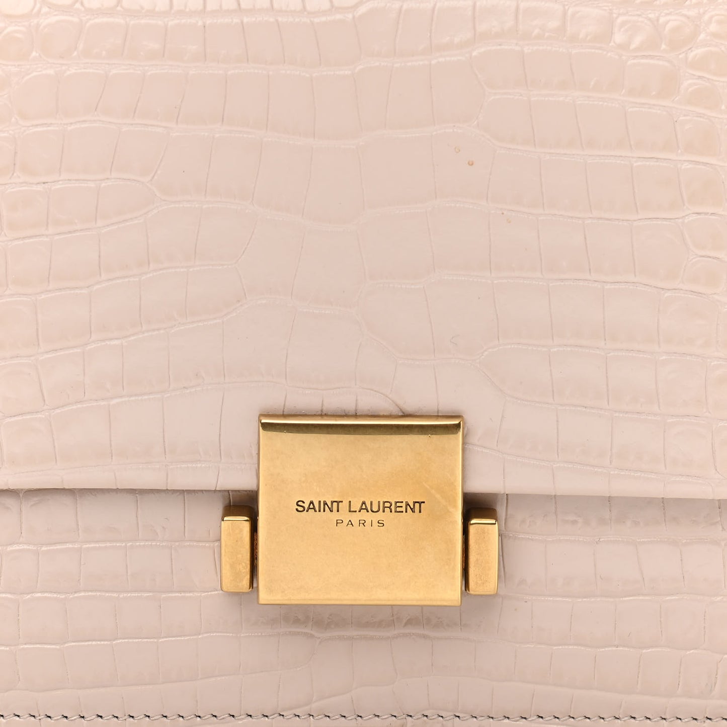 Calfskin Crocodile Embossed Medium Bellechasse Satchel Powder Pink