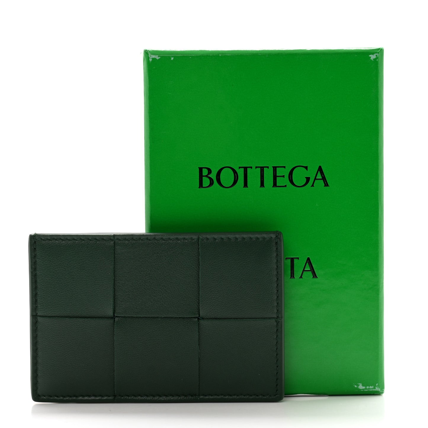 Nappa Intreccio Cassette Credit Card Holder Green