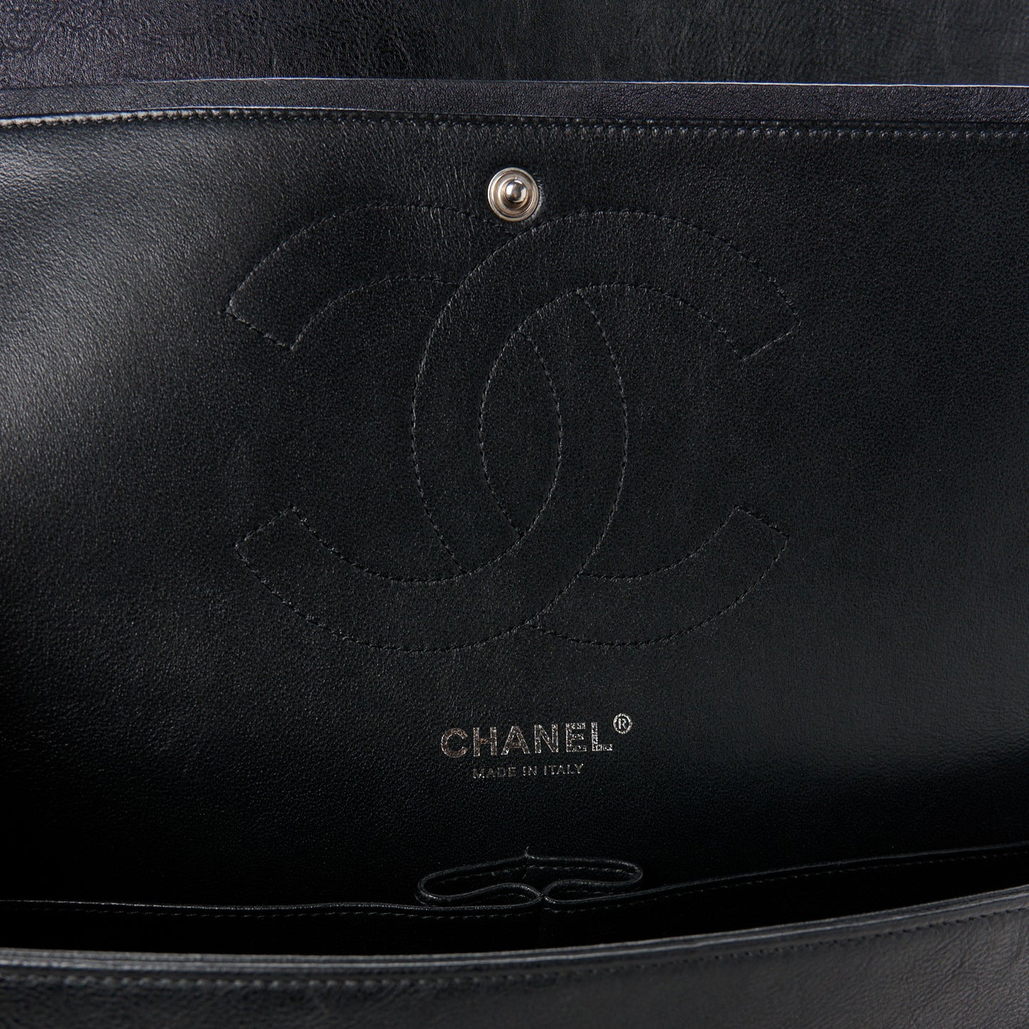 Crumpled Calfskin Quilted Jumbo Double Flap So Black