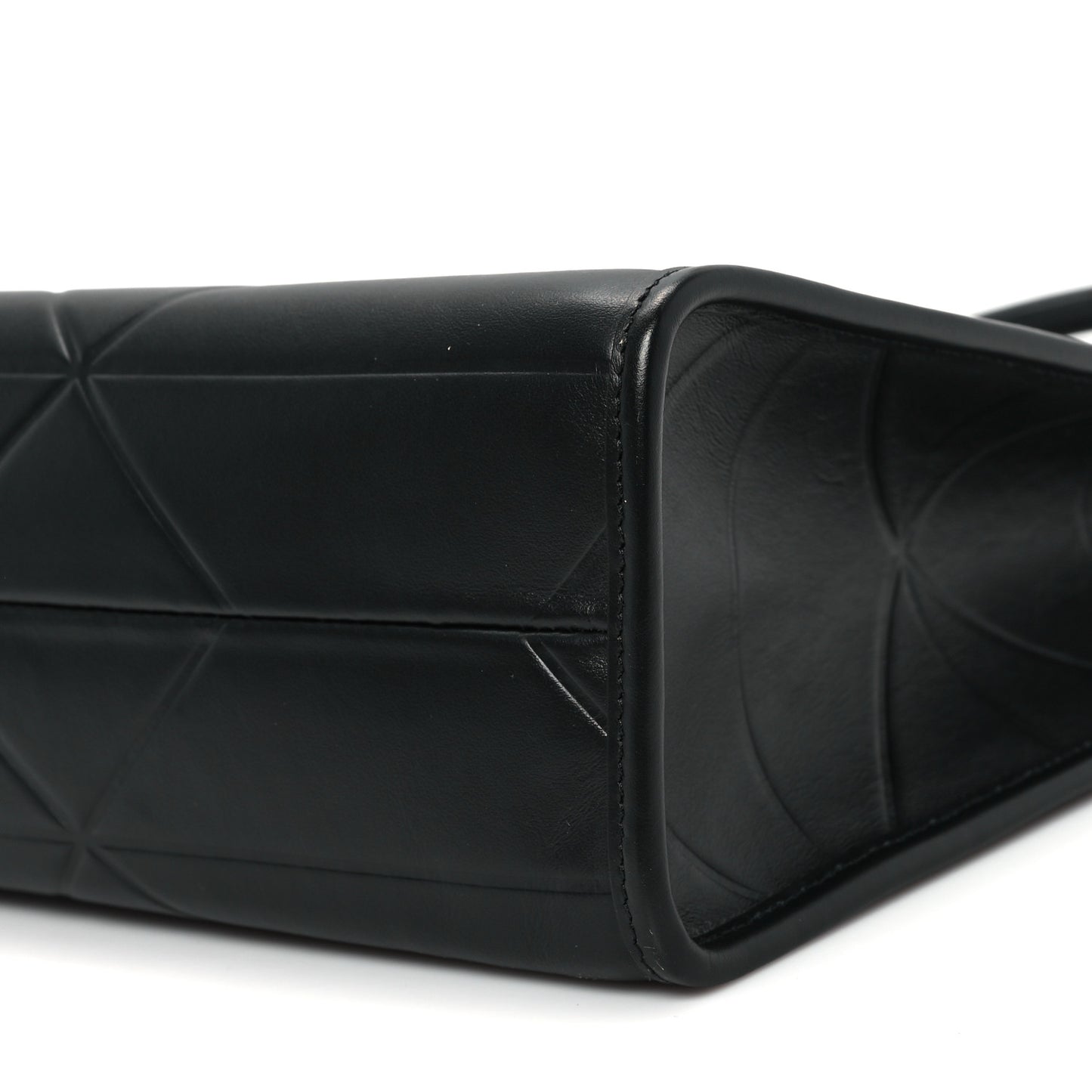 Soft Calfskin Triangolo Symbole Embossed Medium Tote Black
