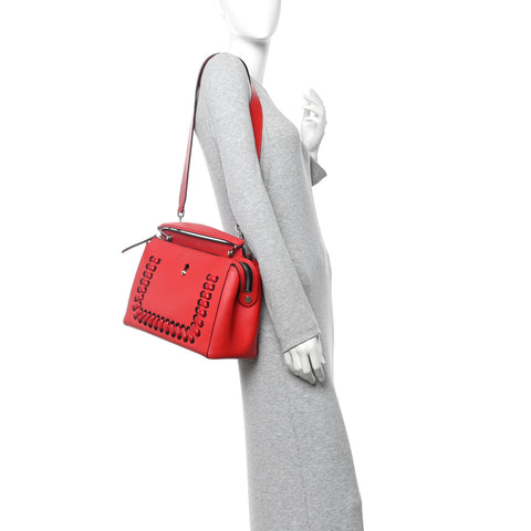 Vitello Baltico Dolce Shiny Nappa Lace Up DotCom Satchel Red