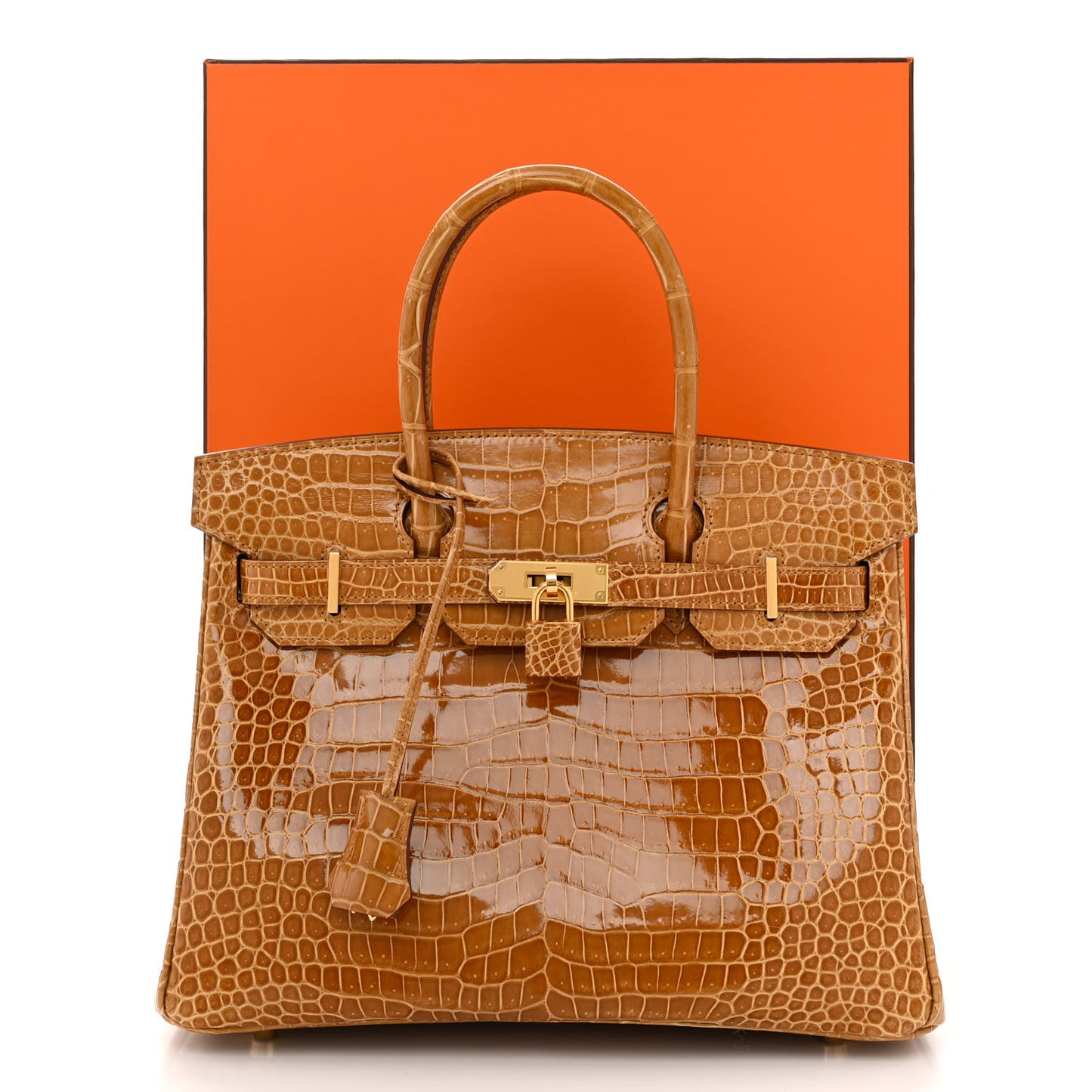 Shiny Porosus Crocodile Birkin 30 Tabac Camel