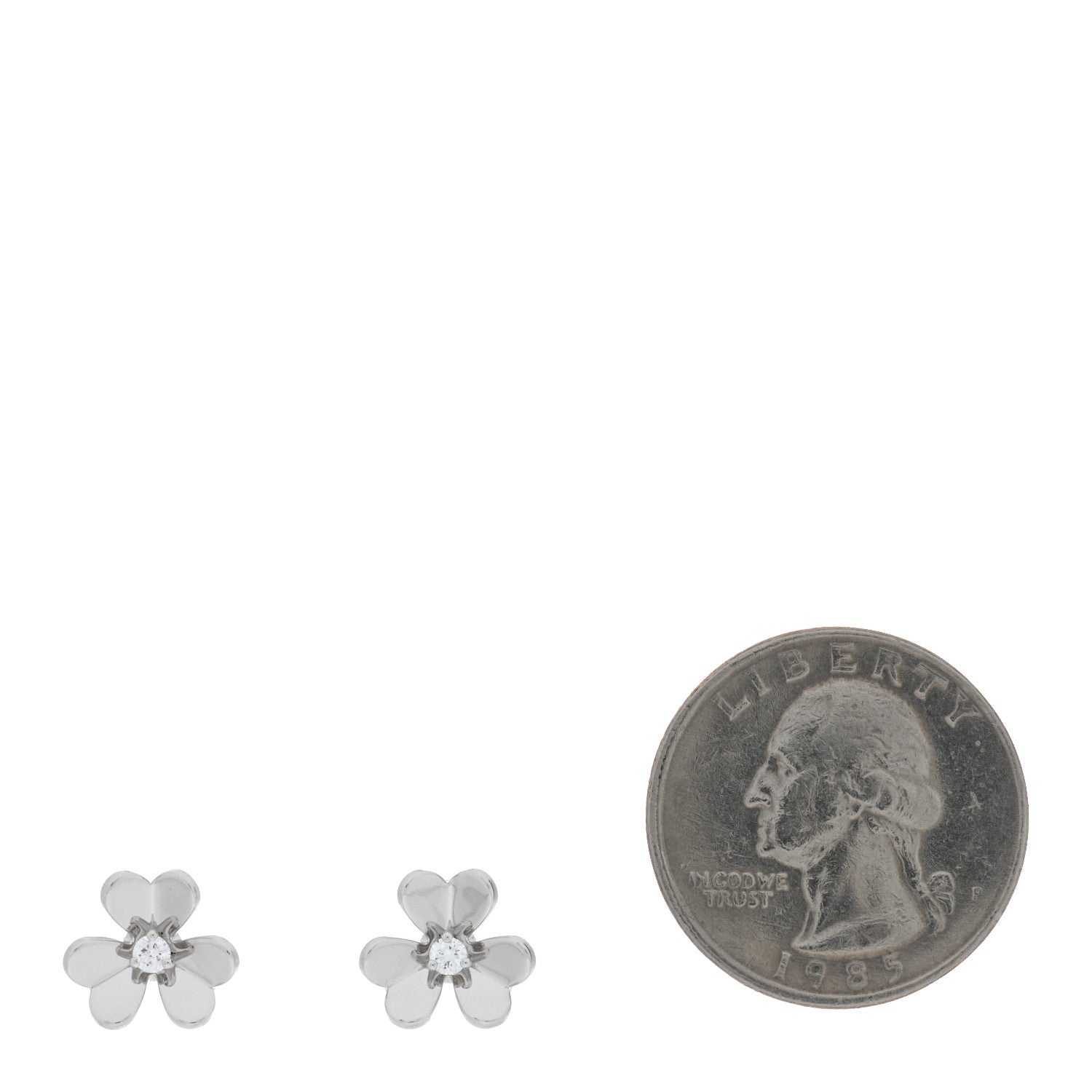 Van Cleef & Arpels 18K White Gold Diamond Mini Frivole Earrings 2 of 4
