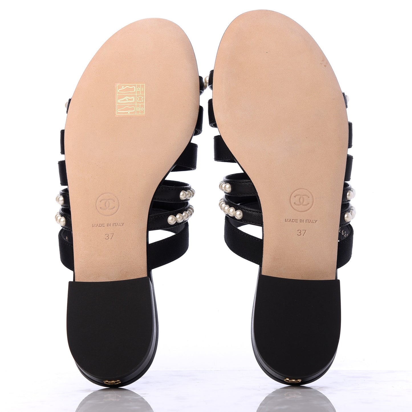 Patent Grosgrain CC Pearl Mules 37 Black