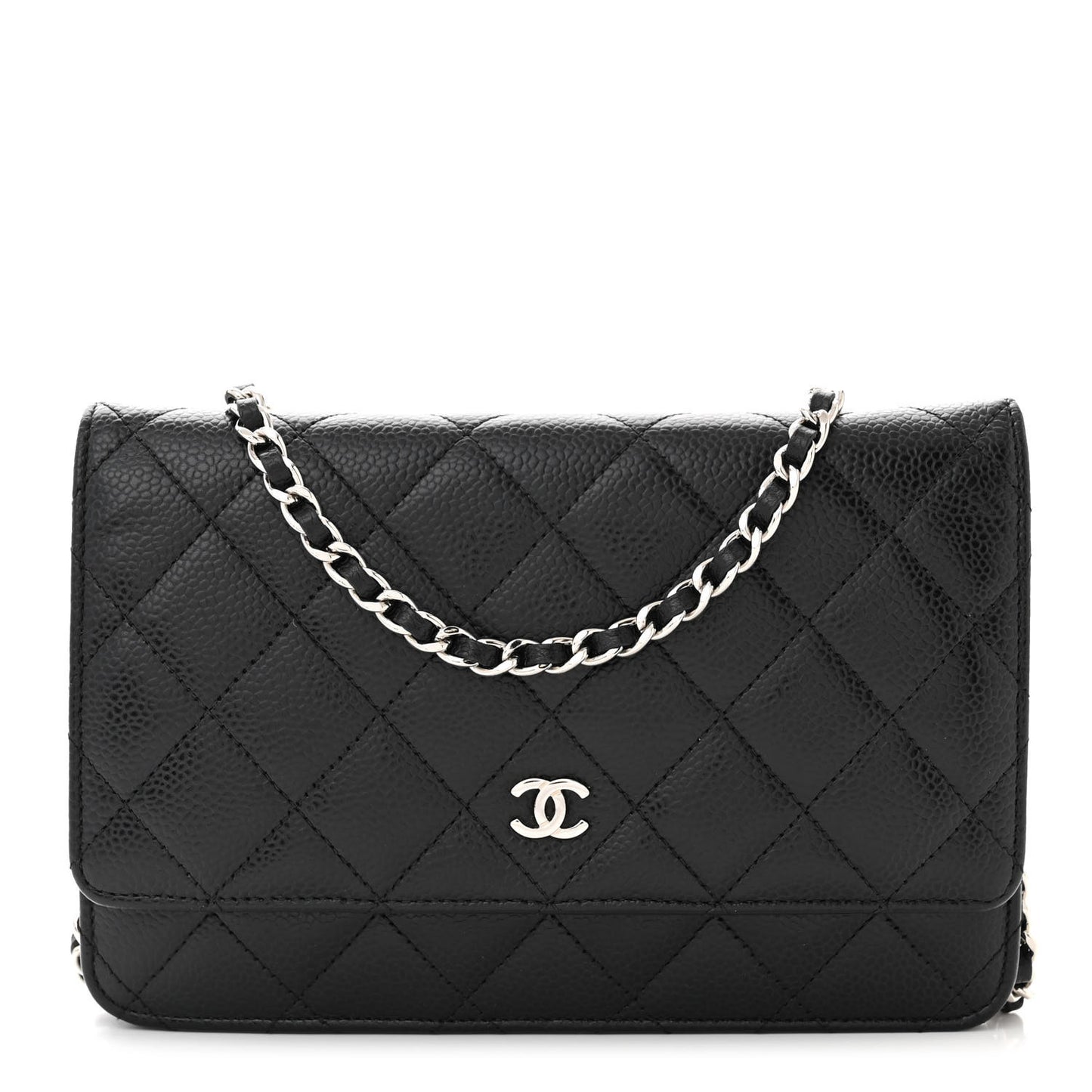 Caviar Quilted Wallet on Chain WOC Black