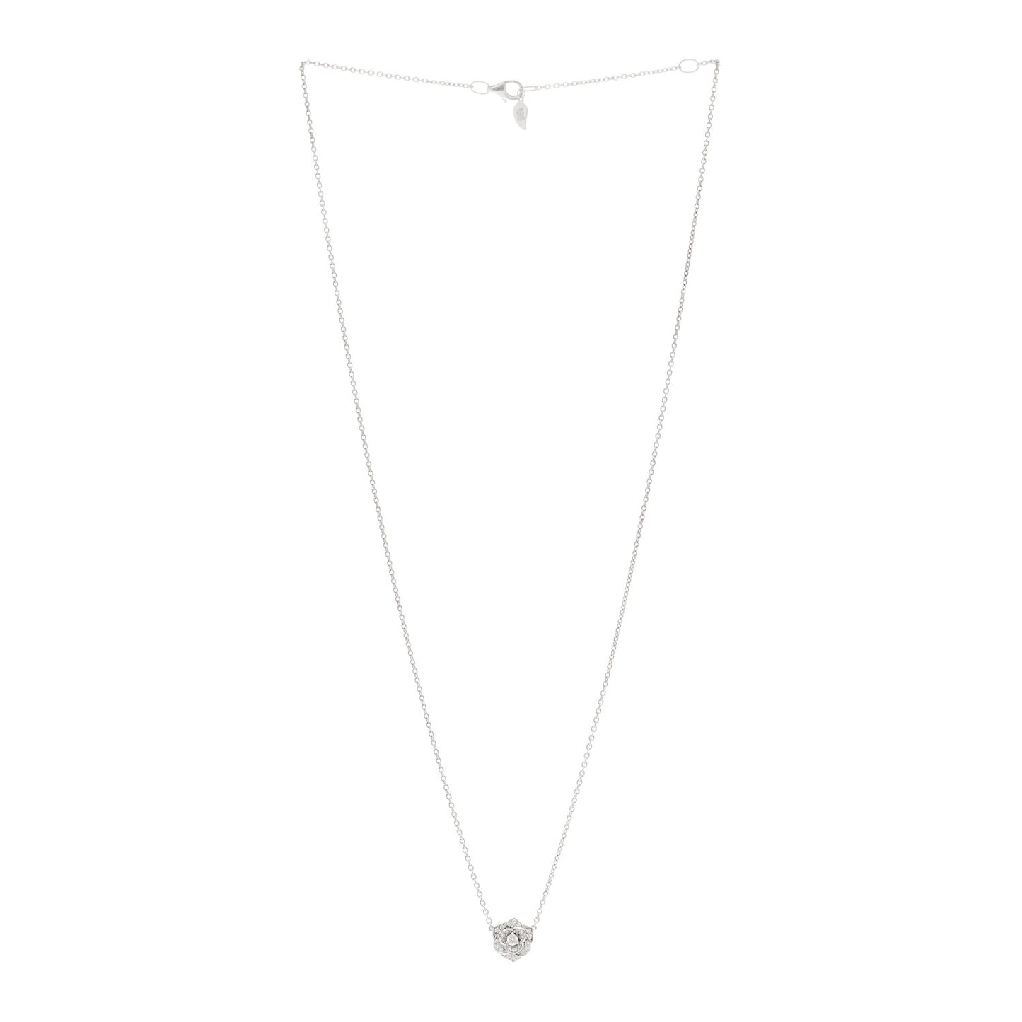 18K White Gold Diamond .23ctw Rose Pendant Necklace