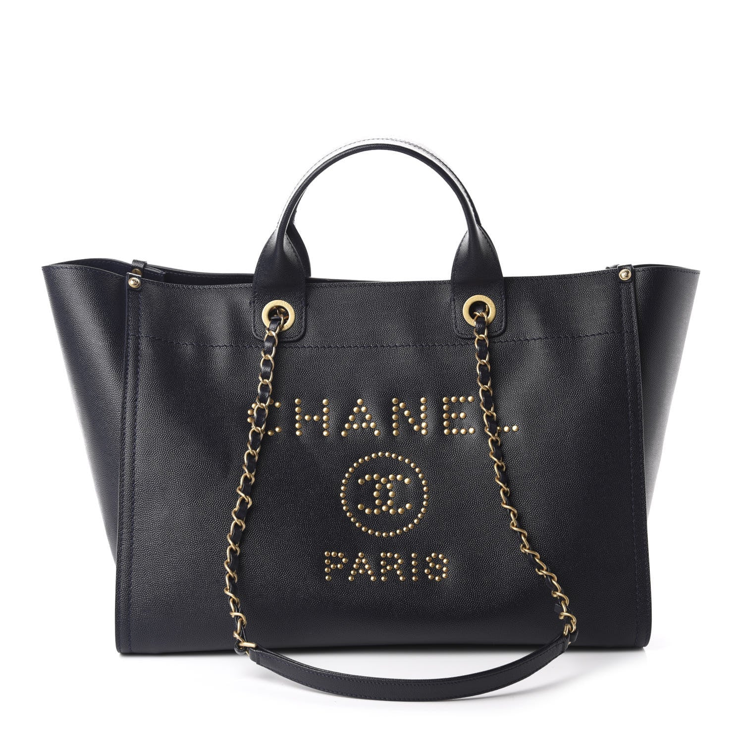Chanel Caviar Medium Studded Deauville Tote Navy 1 of 11
