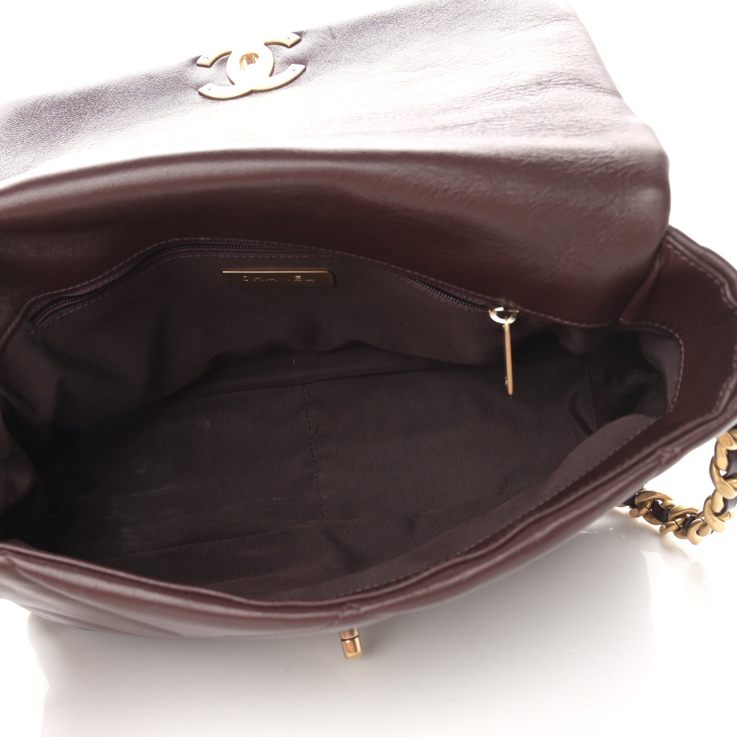 Lambskin Quilted Large Chanel 19 Flap Dark Brown