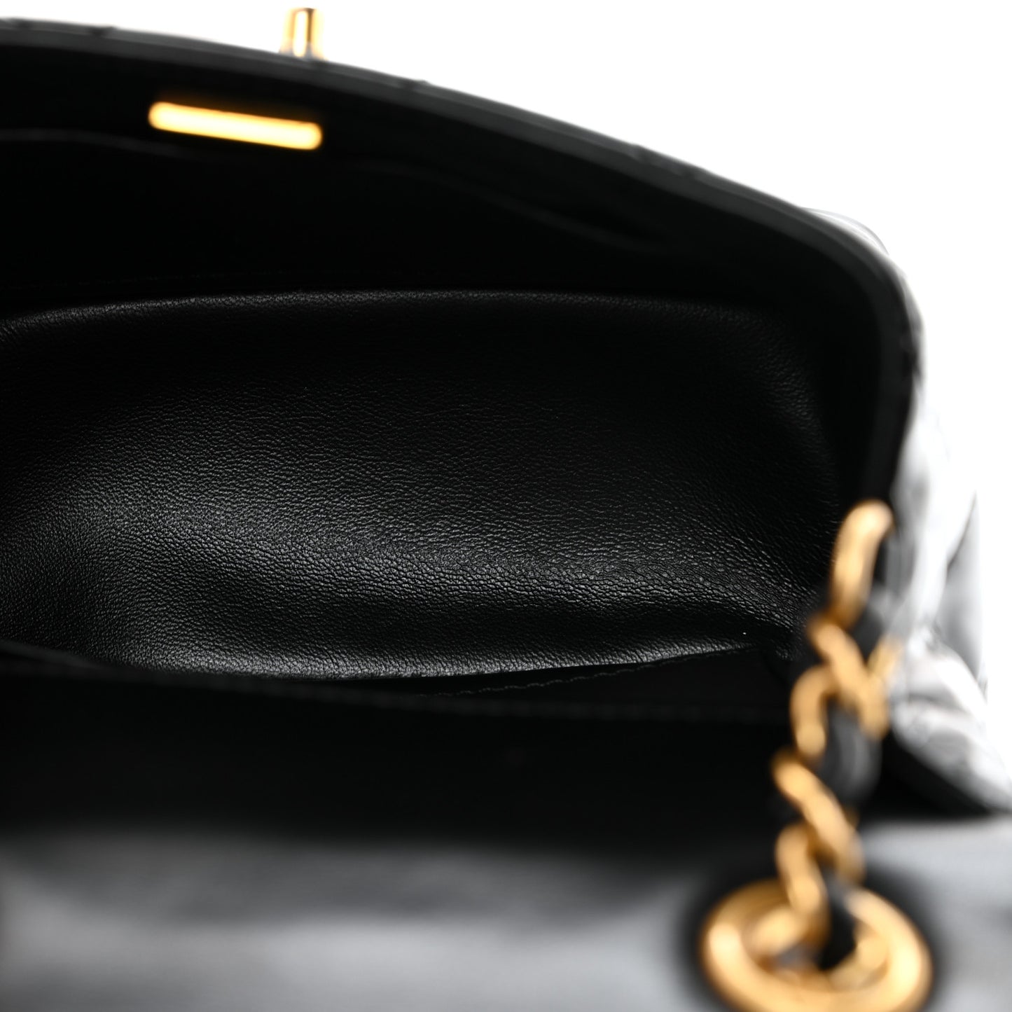Patent Calfskin Quilted Mini Square Flap Black