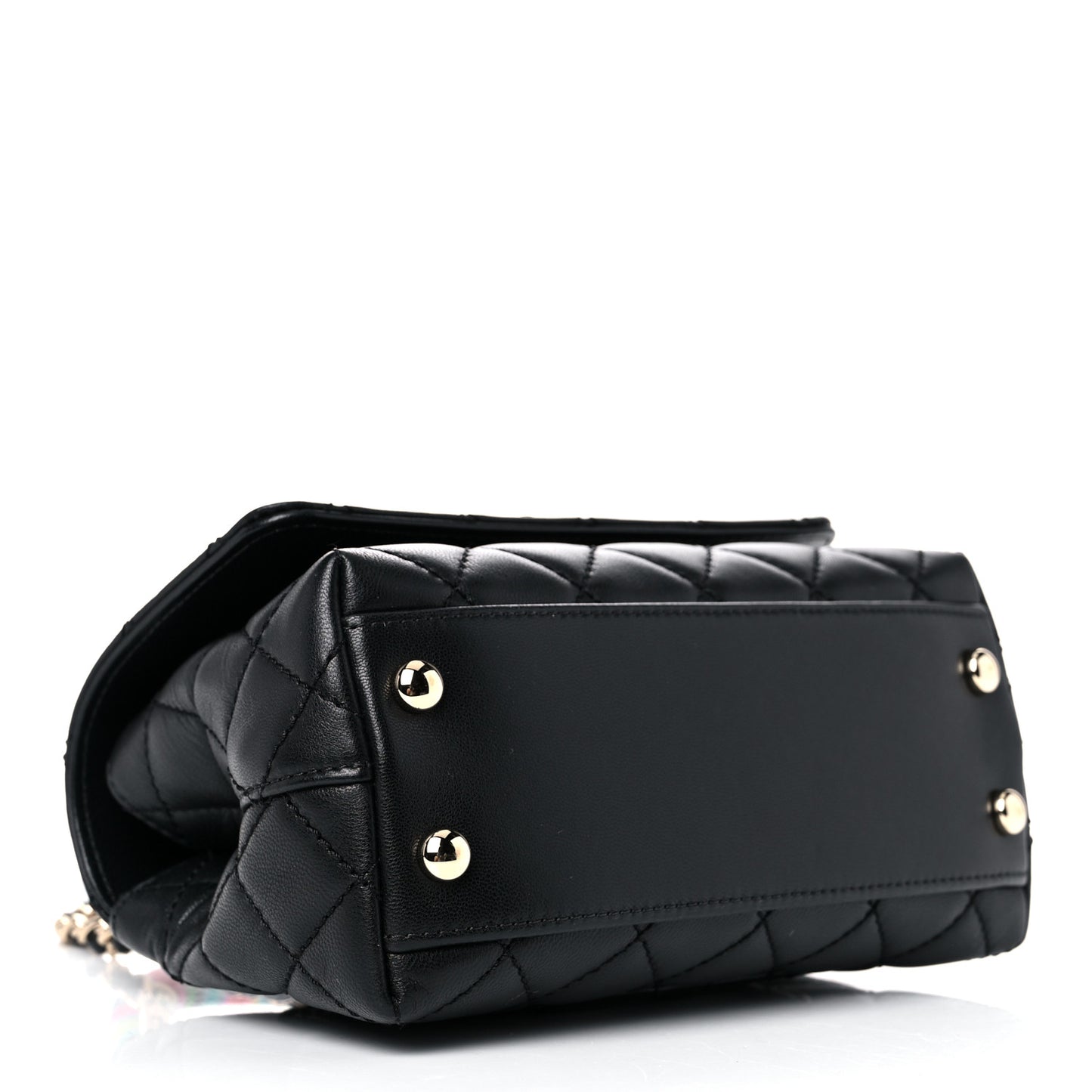 Goatskin Quilted Rainbow Extra Mini Coco Handle Flap Black