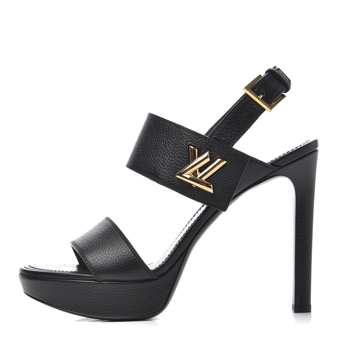 Grained Calfskin Horizon Platform Sandals 41 Black