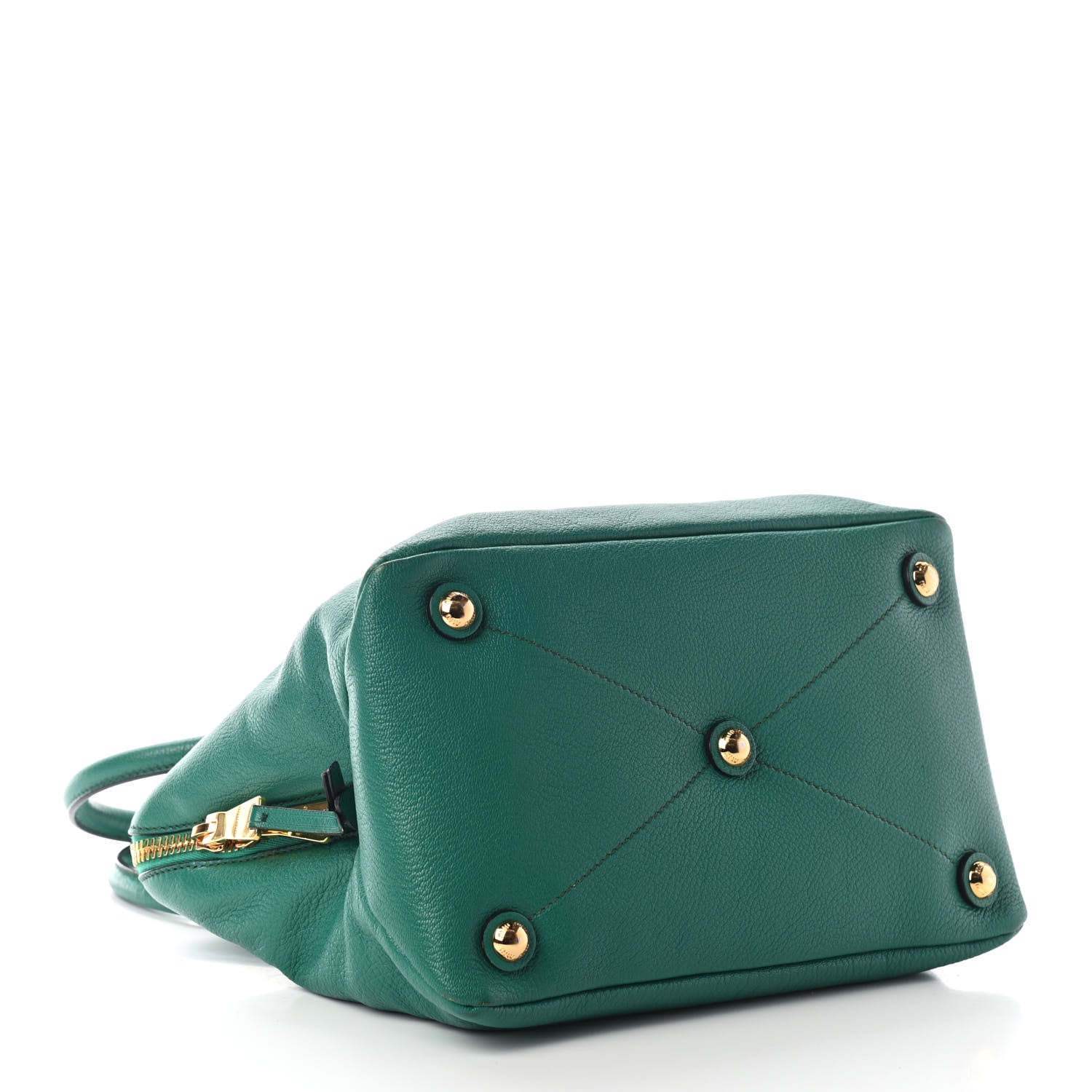 Miu Miu Goatskin Madras Zip Tote Green 4 of 9